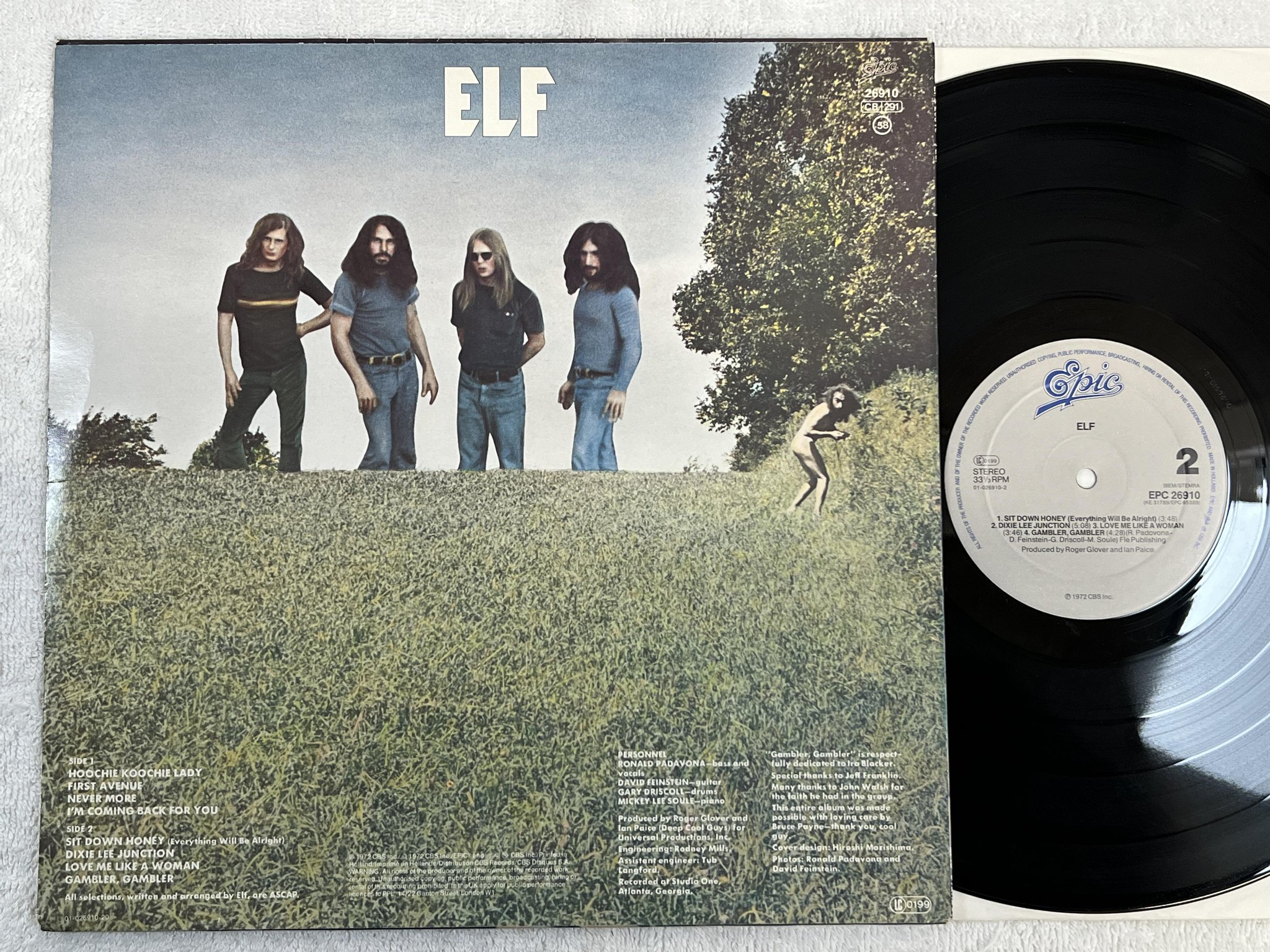 Omslagsbild för skivan ELF s/t LP re Hol EPIC 26910