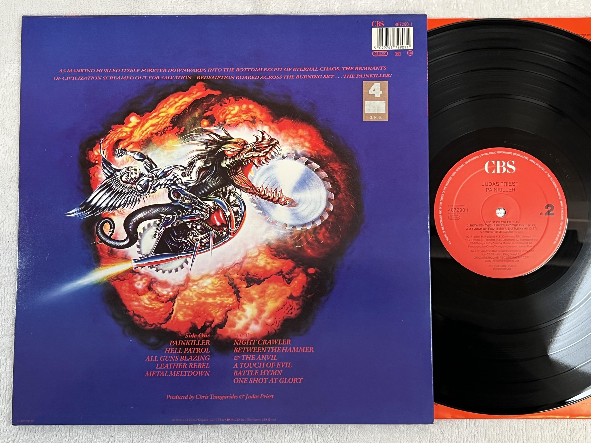 Omslagsbild för skivan JUDAS PRIEST painkiller LP -90 Hol CBS 467290 1