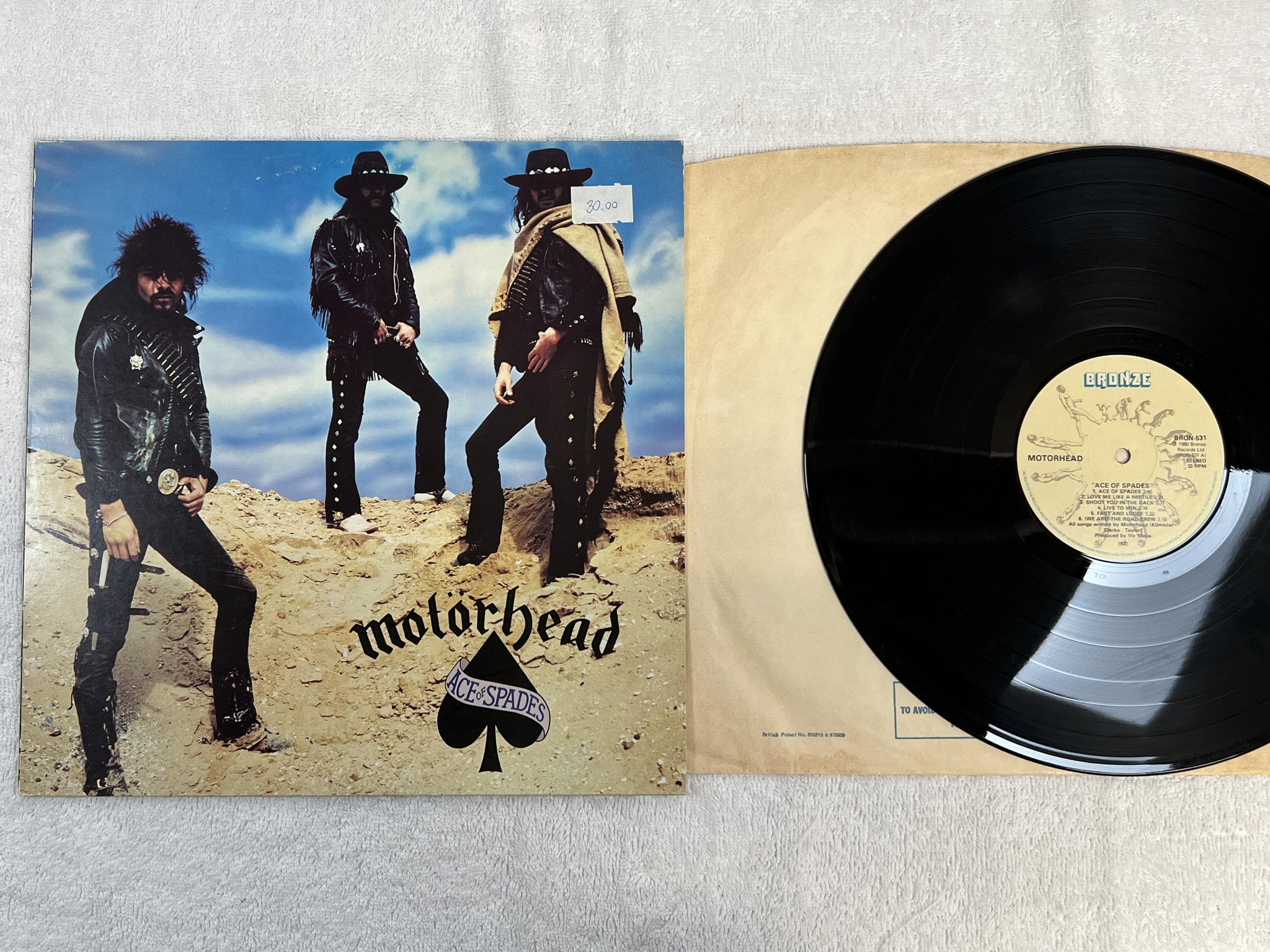 Omslagsbild för skivan MOTORHEAD ace of spades LP -80 ncb BRONZE BRON 531 *** classic ***