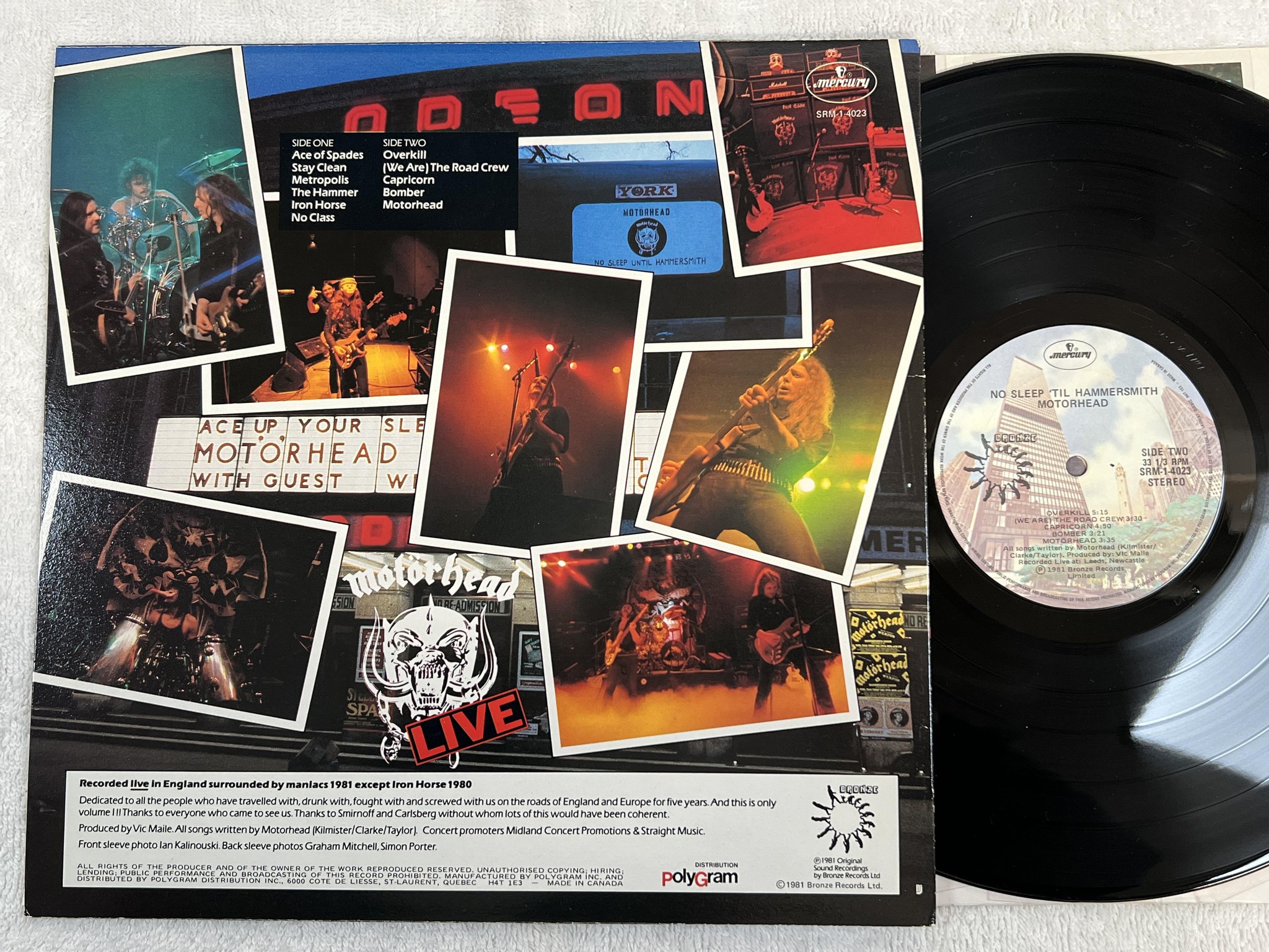 Omslagsbild för skivan MOTORHEAD no sleep 'til hammersmith LP -81 Can MERCURY SRM 1-4023