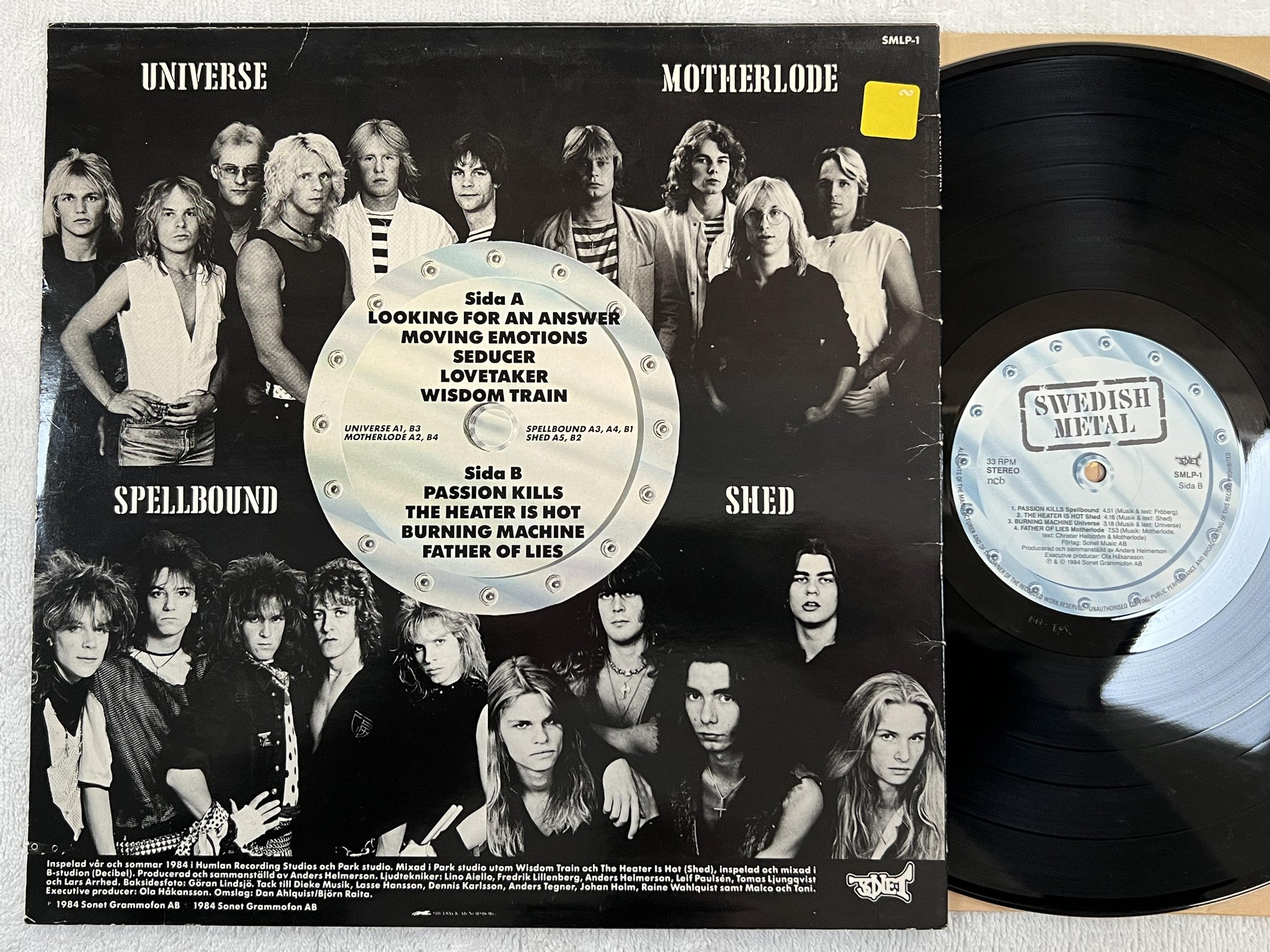 Omslagsbild för skivan V/A swedish metal LP -84 Swe SONET SMLP-1