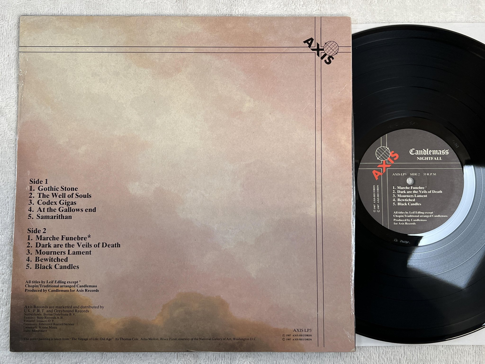 Omslagsbild för skivan CANDLEMASS nightfall LP -87 AXIS LP3 **** doom metal ****