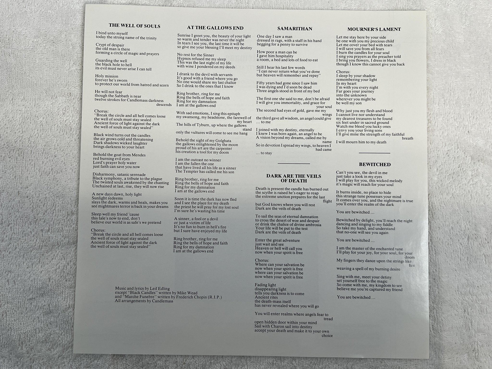 Omslagsbild för skivan CANDLEMASS nightfall LP -87 AXIS LP3 **** doom metal ****