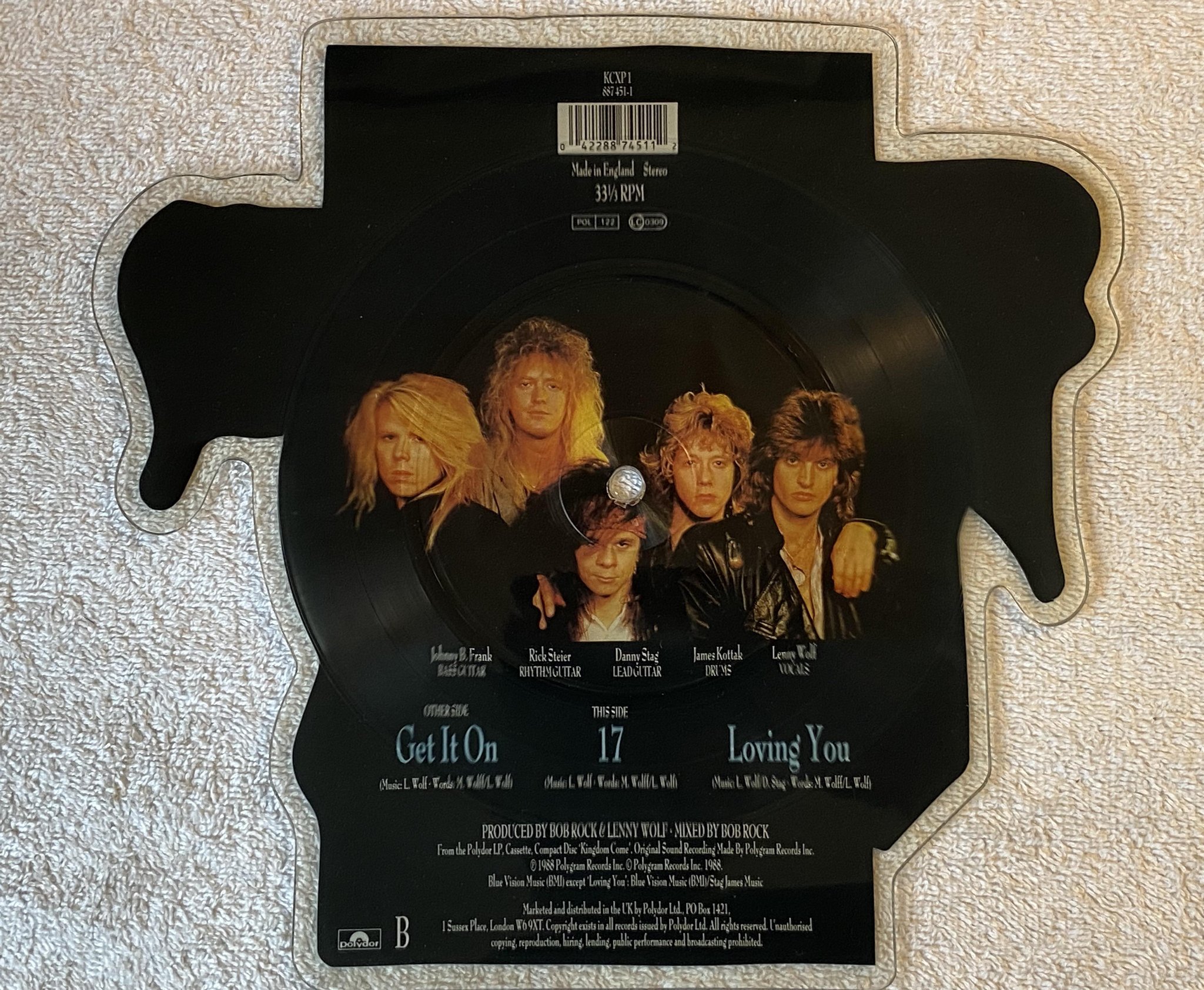 Omslagsbild för skivan KINGDOM COME Get It On 7" PICTURE DISC -88 UK POLYDOR KCXP 1