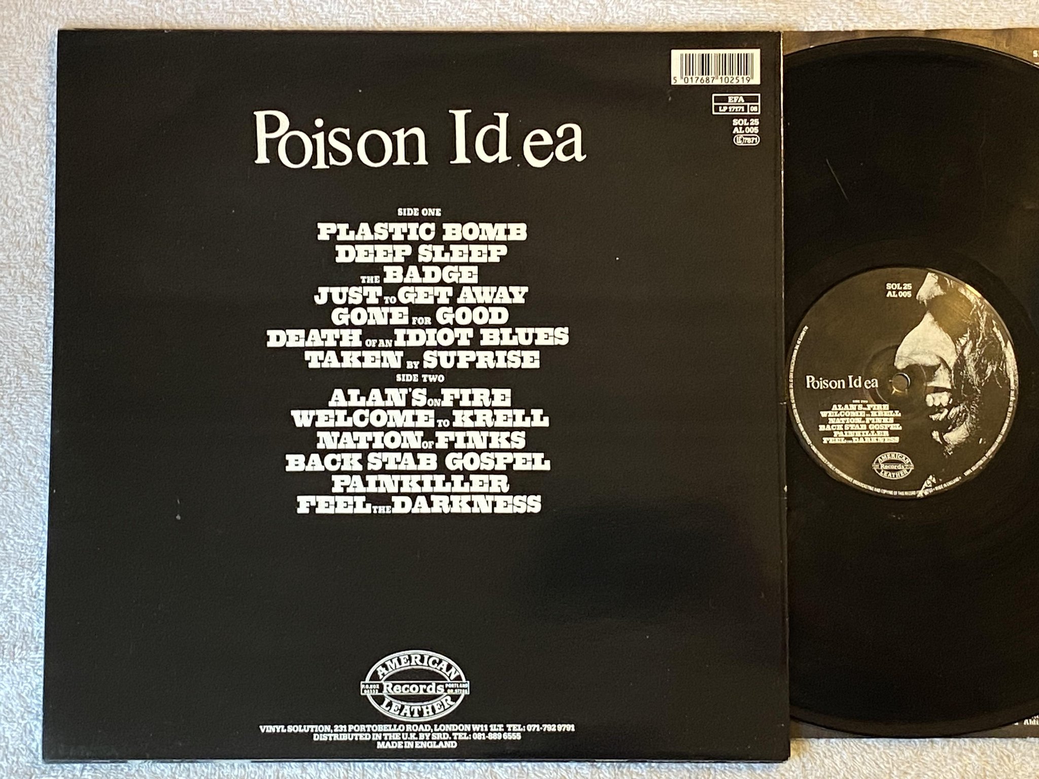 Omslagsbild för skivan POISON IDEA Feel The Darkness LP -90 UK vinyl solution SOL 25 *** HARDCORE ***