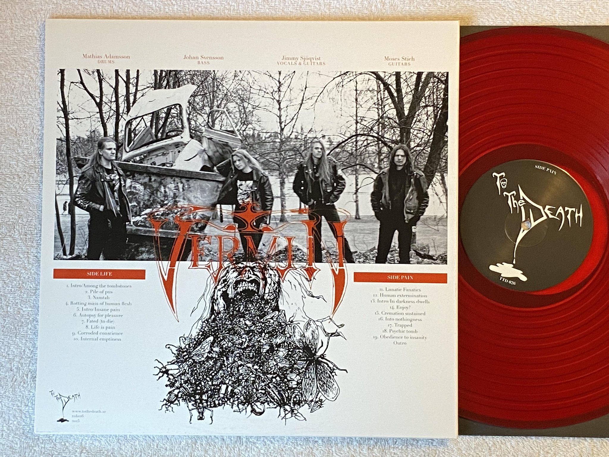 Omslagsbild för skivan VERMIN life is pain LP 2015 Swe TO THE DEATH TTD 026 *** Death Metal ***