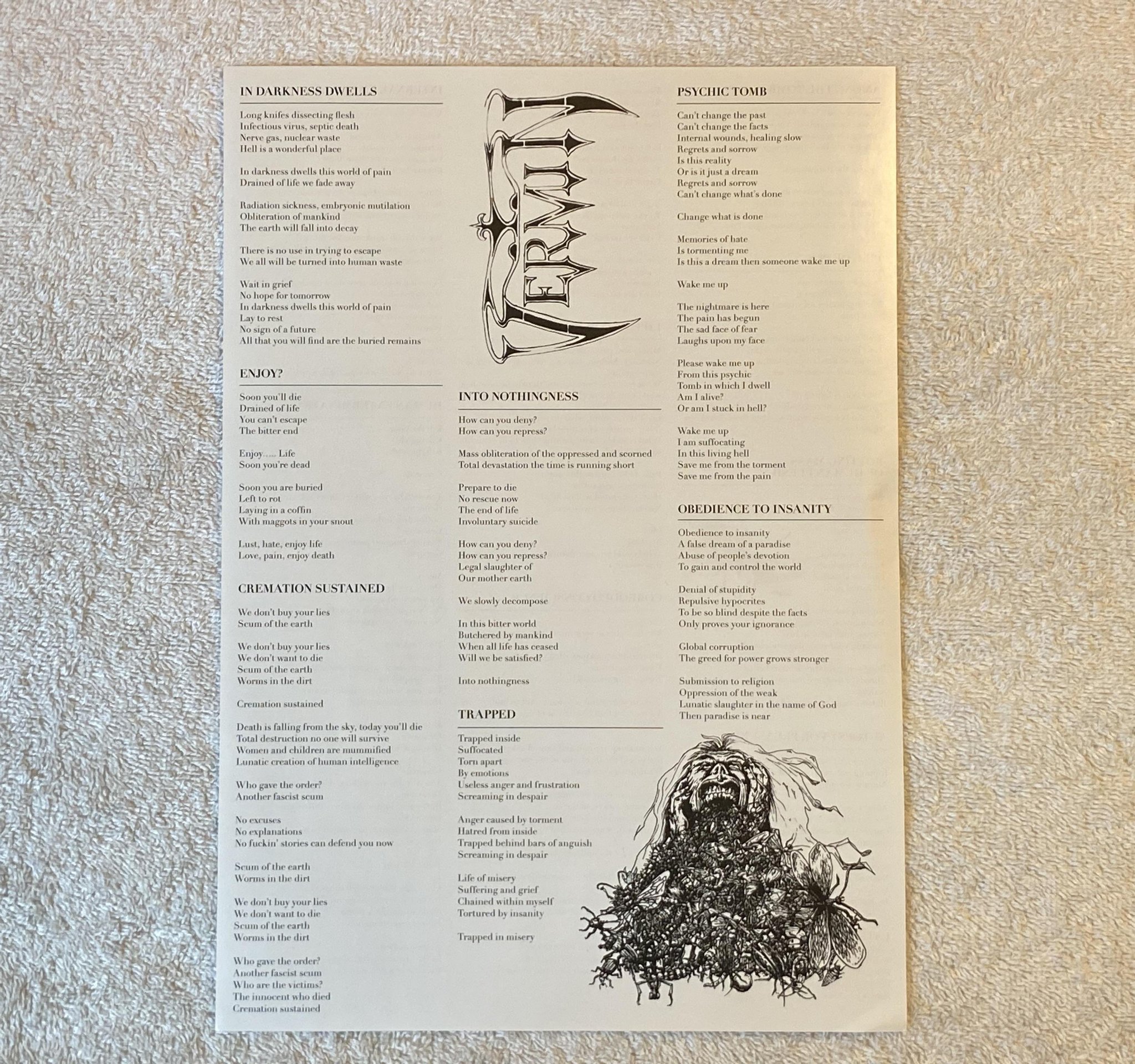 Omslagsbild för skivan VERMIN life is pain LP 2015 Swe TO THE DEATH TTD 026 *** Death Metal ***