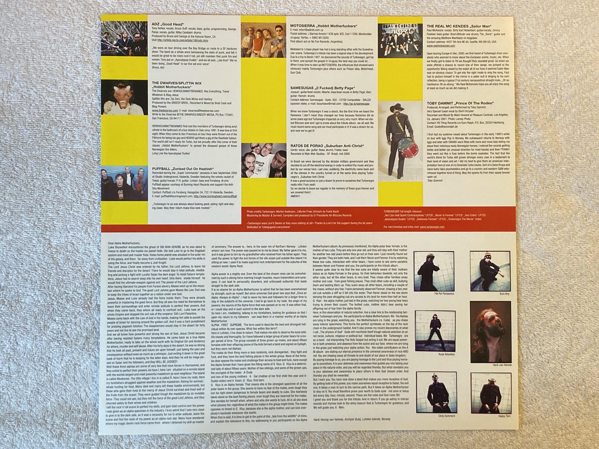 Omslagsbild för skivan V/A Alpha Motherfuckers - A Tribute To Turbonegro 2xLP 2001 Ger BITZCORE BC 1723