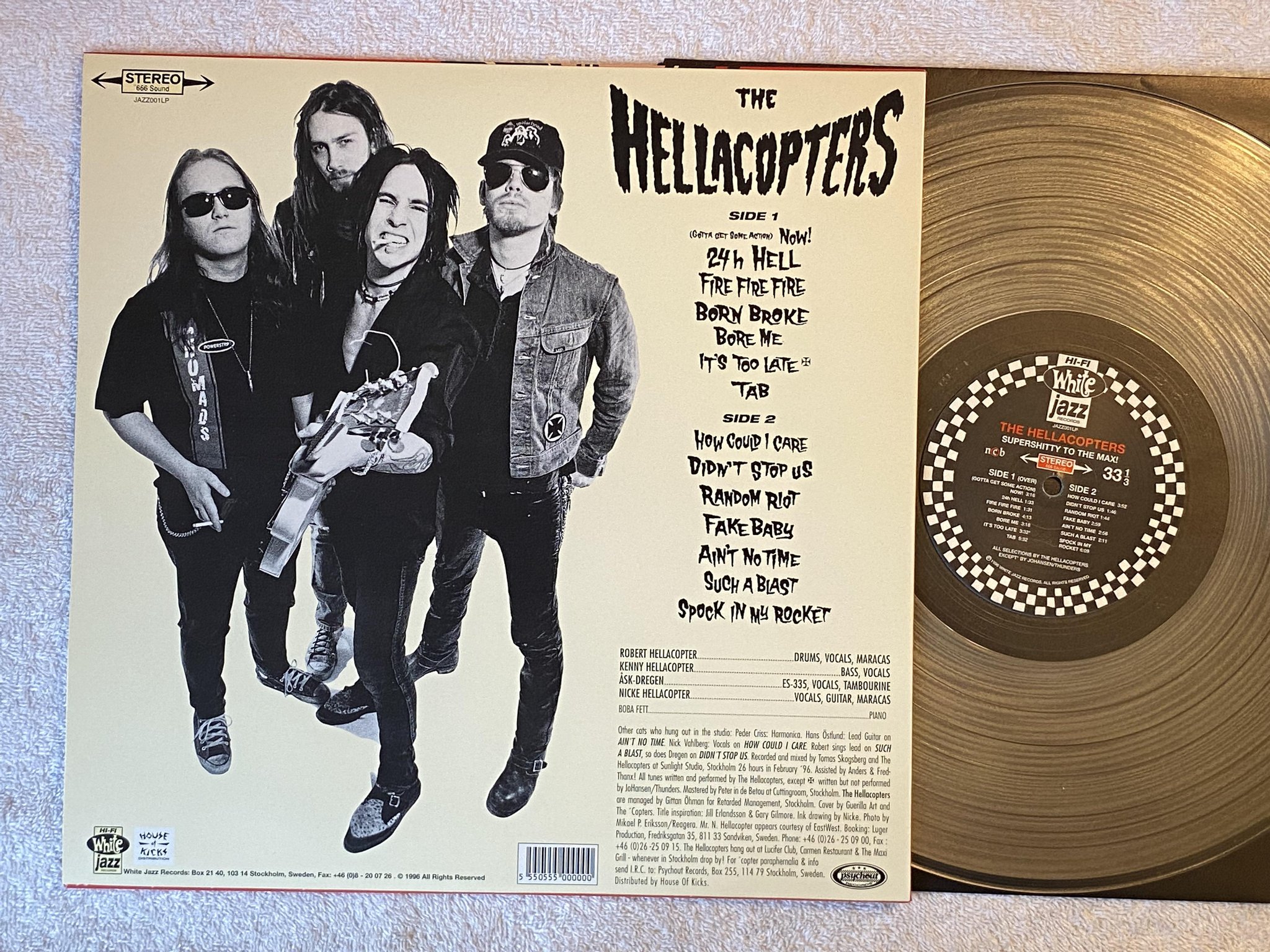 Omslagsbild för skivan HELLACOPTERS Supershitty To The Max! LP -96 Swe WHITE JAZZ JAZZ001LP ** RARE **