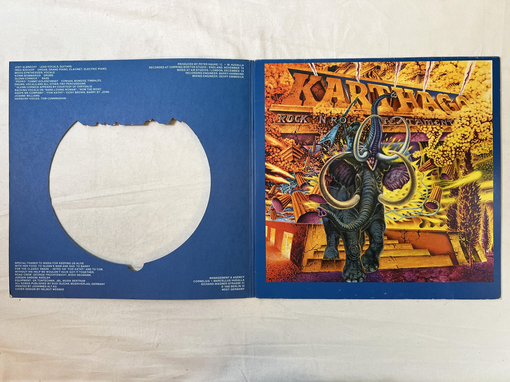 Omslagsbild för skivan KARTHAGO rock n roll testament LP -74 Ger BACILLUS BLPS 19201 Q