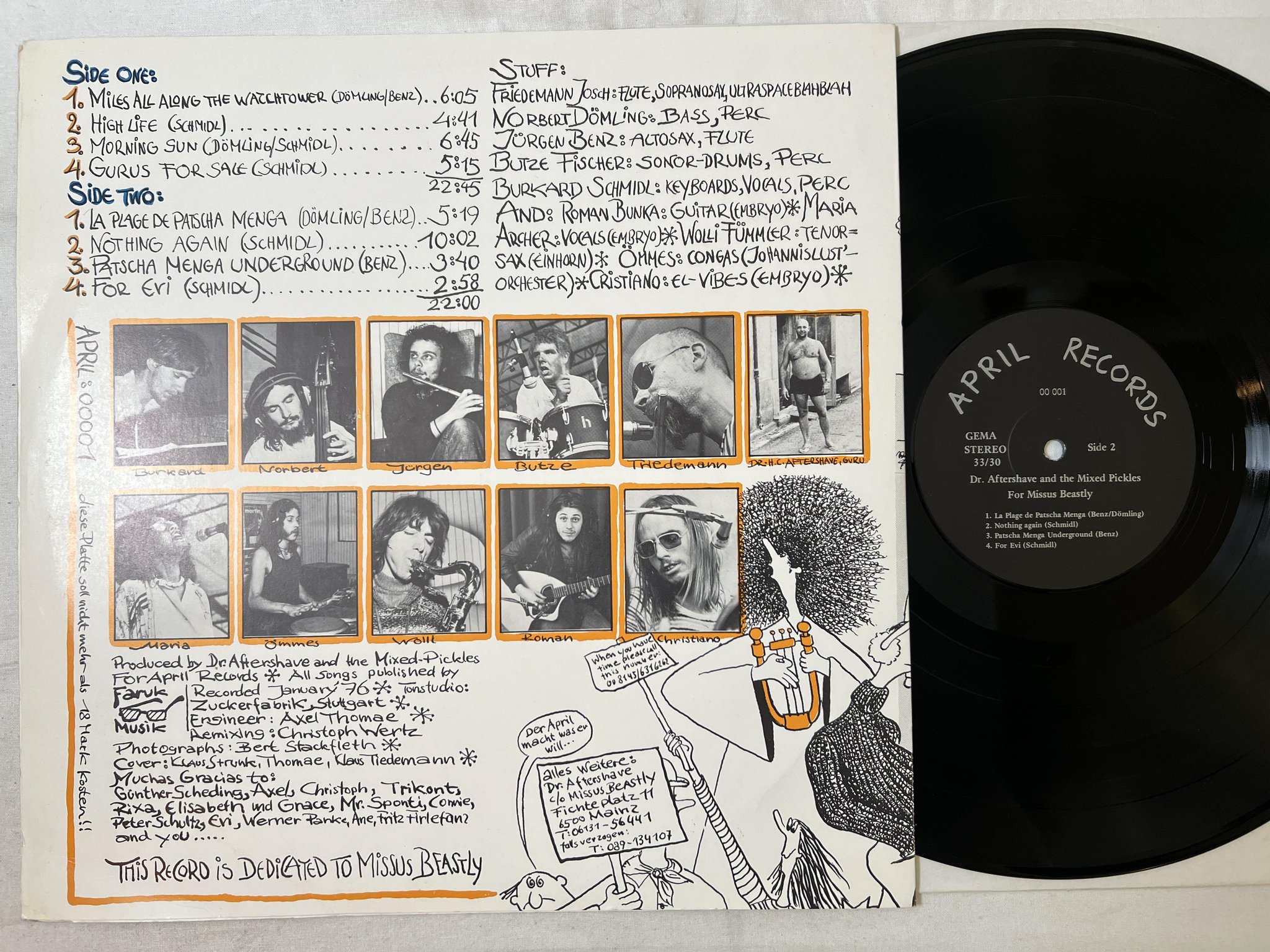 Omslagsbild för skivan DR AFTERSHAVE AND THE MIXED PICKLES For Missus Beastly LP -76 Ger KRAUT / JAZZ