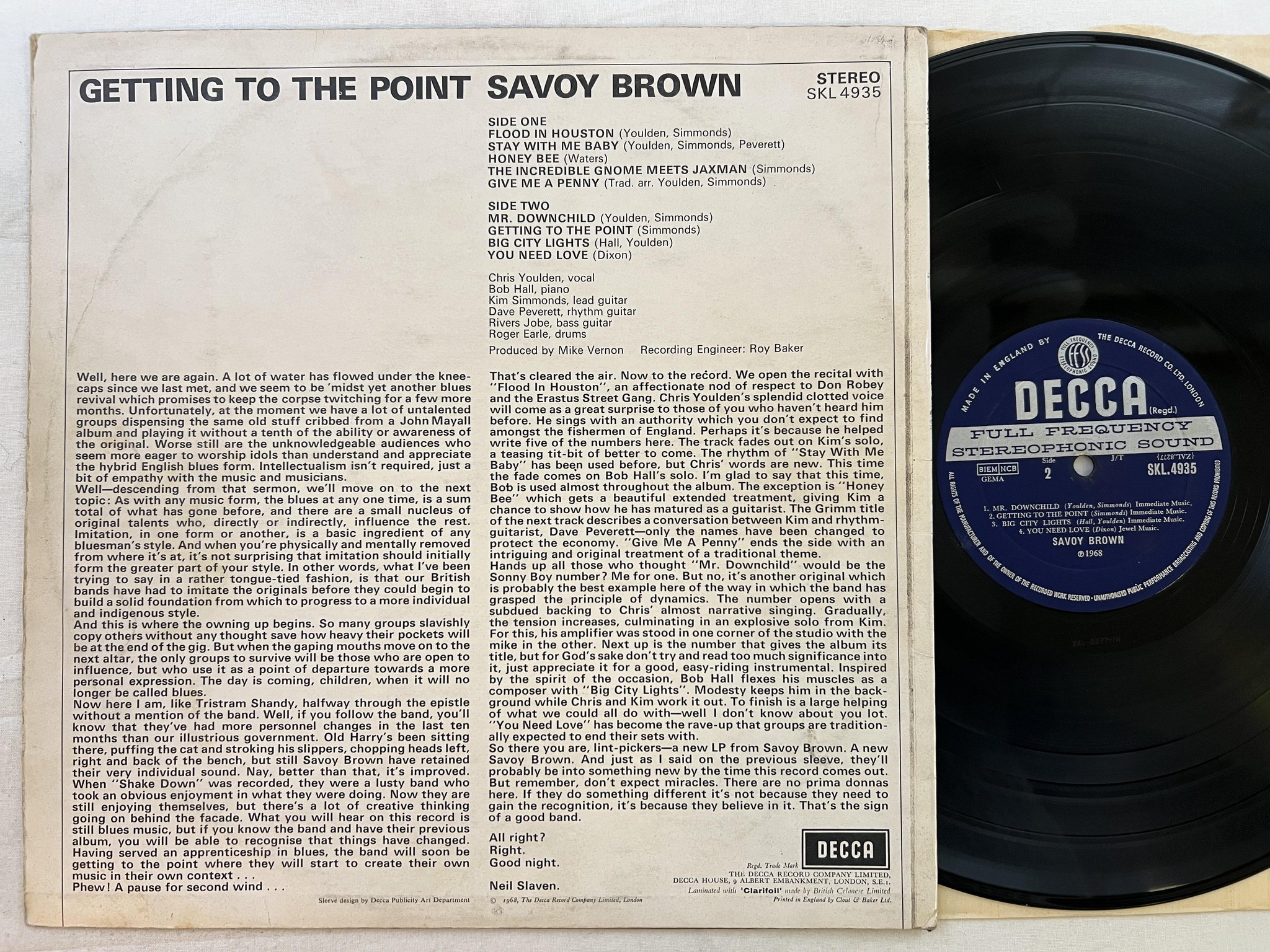 Omslagsbild för skivan SAVOY BROWN Getting To The Point LP -68 UK DECCA SKL 4935