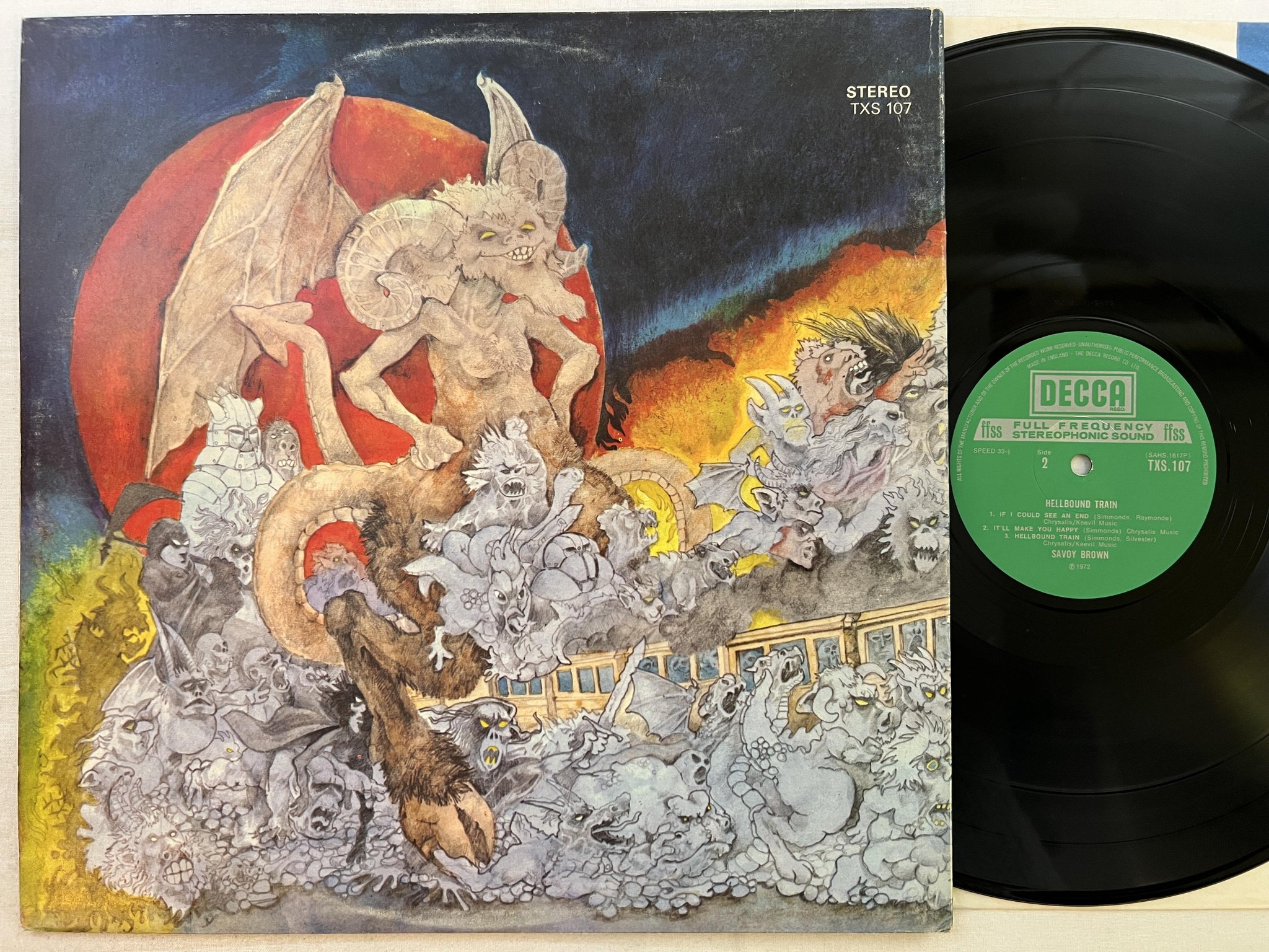 Omslagsbild för skivan SAVOY BROWN Hellbound Train LP -72 UK DECCA TXS 107