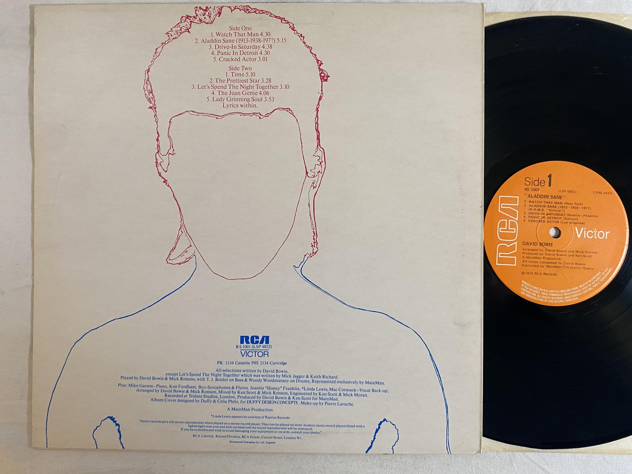 Omslagsbild för skivan DAVID BOWIE aladdin sane LP -73 UK RCA RS 1001