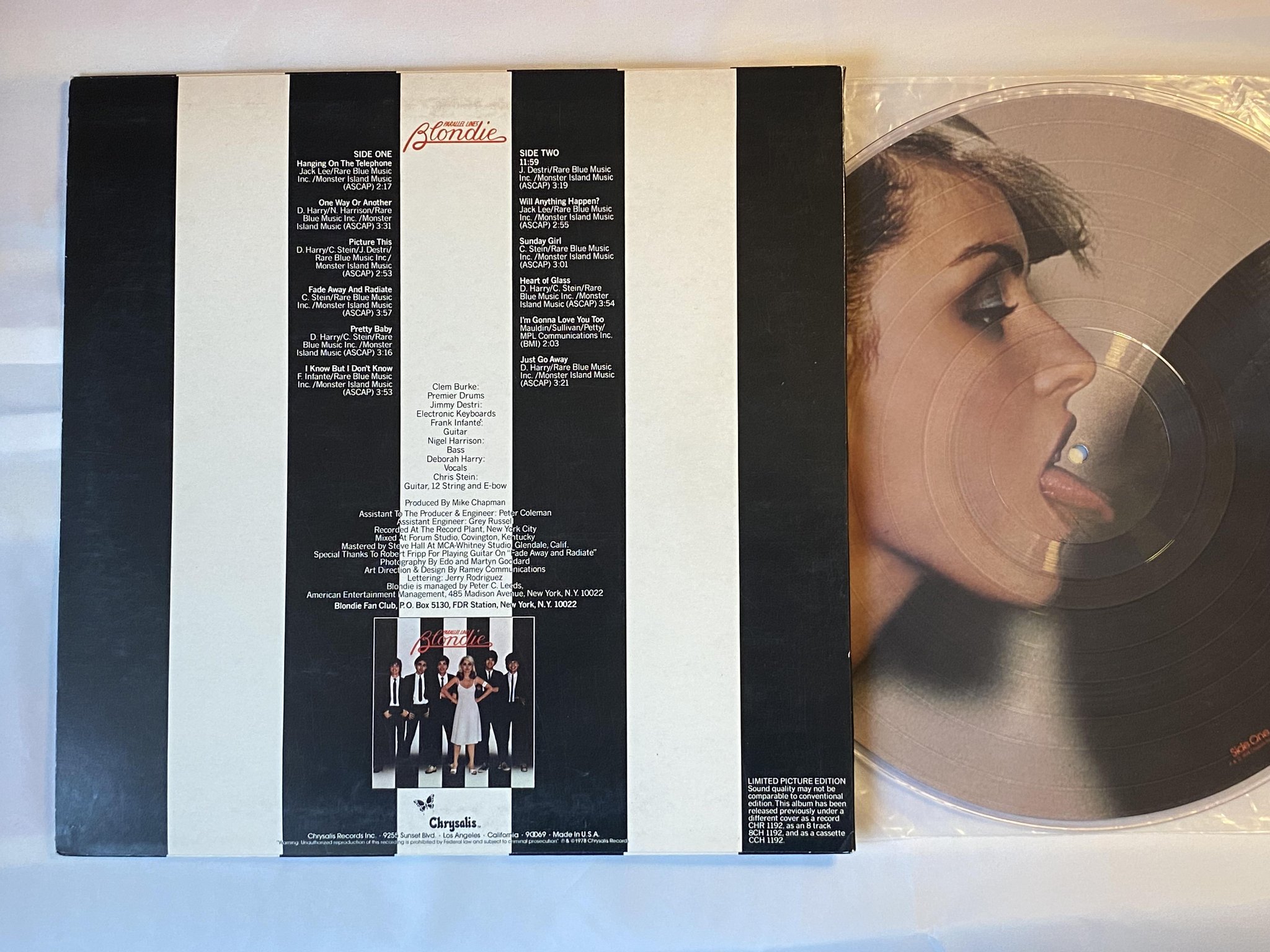 Omslagsbild för skivan BLONDIE parallel lines LP picture disc -78 US CHRYSALIS CHP 5001