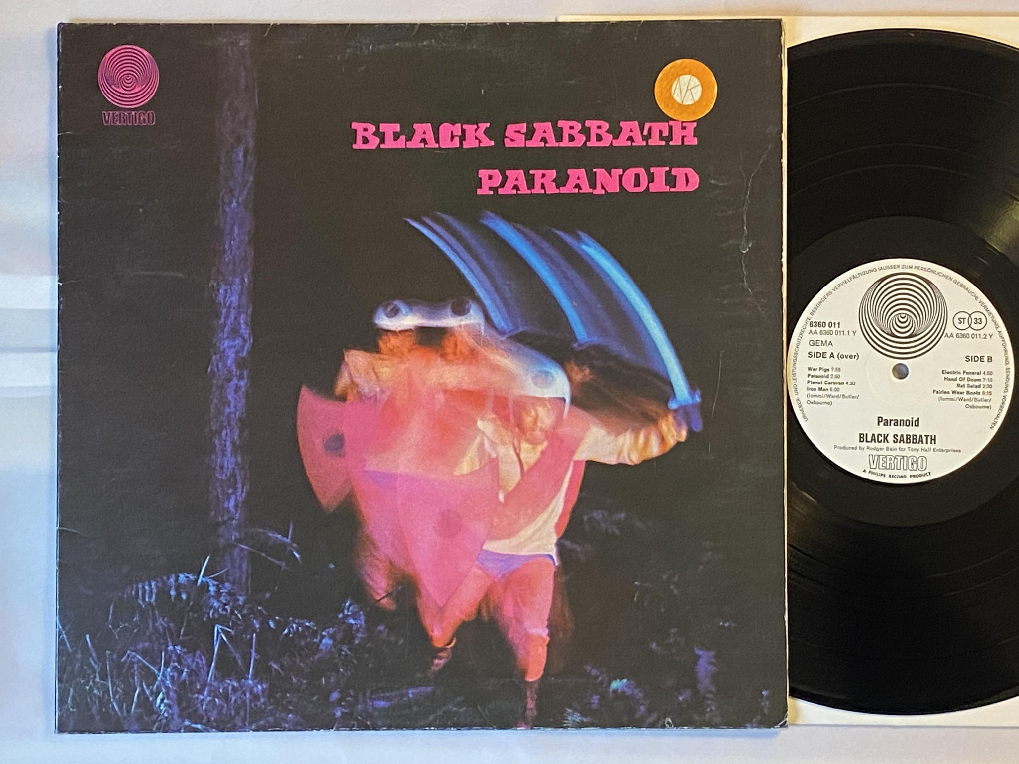Omslagsbild för skivan BLACK SABBATH paranoid LP -70 Ger VERTIGO swirl 6360 011 *** MASTERPIECE ***
