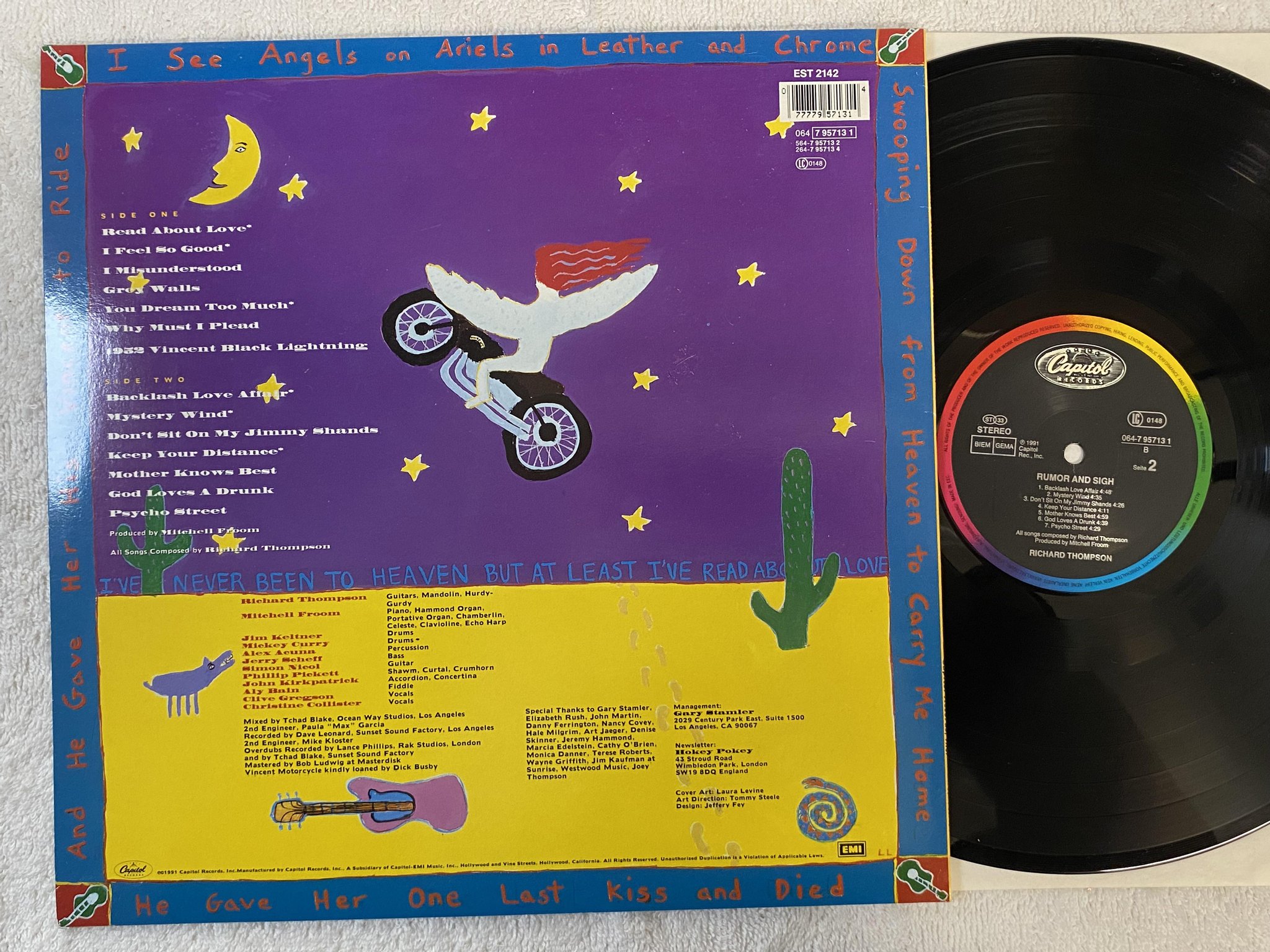 Omslagsbild för skivan RICHARD THOMPSON Rumor And Sigh LP -91 CAPITOL 064 7 95713 1