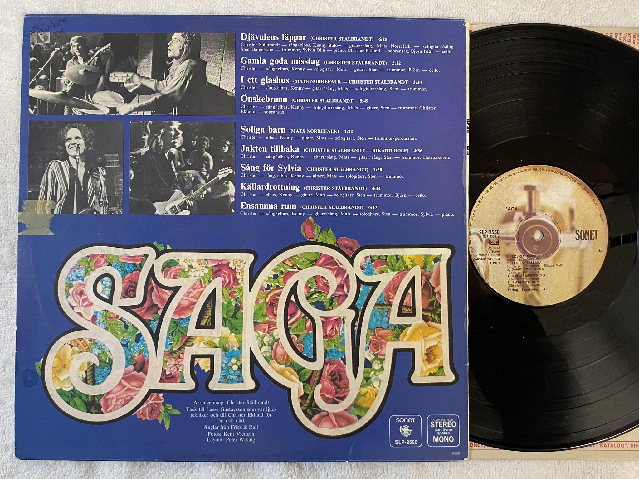 Omslagsbild för skivan SAGA s/t LP -74 Swe SONET SLP 2550 *** BRA PROGG ***