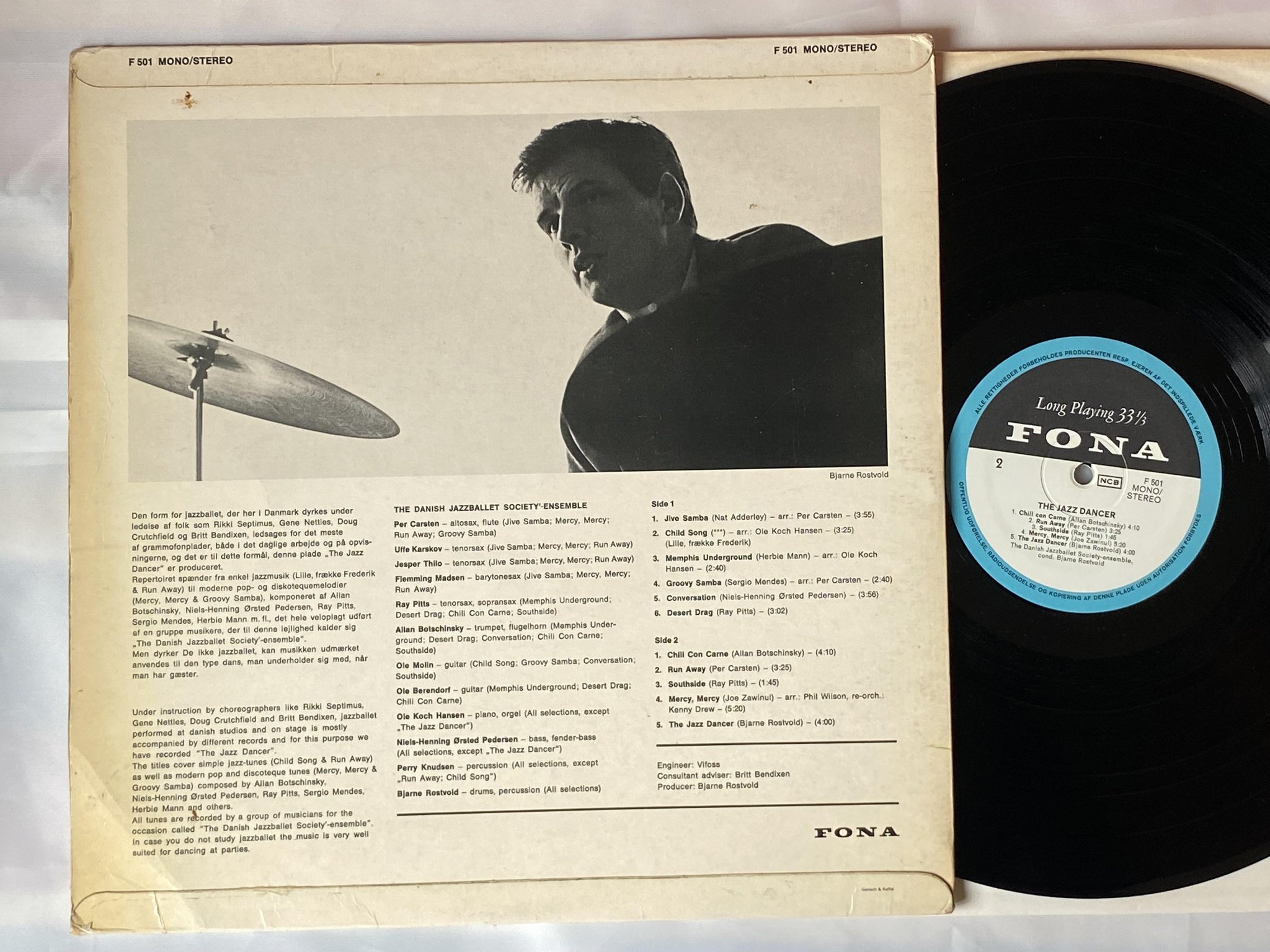 Omslagsbild för skivan THE DANISH JAZZ SOCIETY the jazz dancer LP Den FONA F 501 ** BJARNE ROSTVOLD **