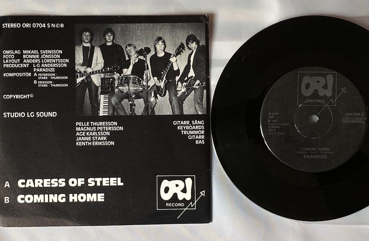Omslagsbild för skivan PARADIZE Caress Of Steel 7" -80 Swe *** MEGA RARE SWEDISH METAL ***