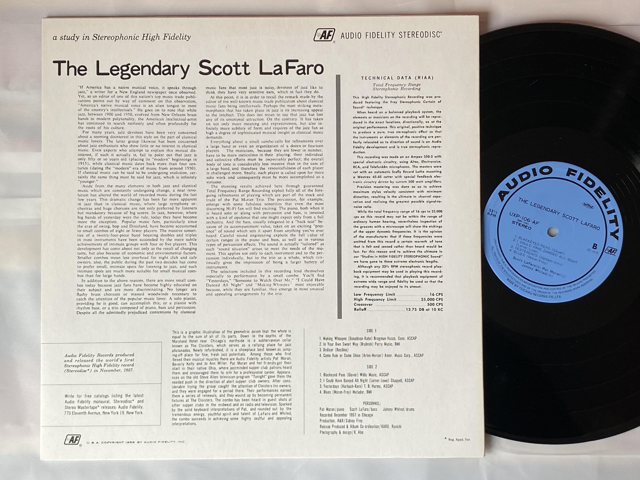 Omslagsbild för skivan SCOTT LaFARO The Legendary LP -78 Japan AUDIO FIDELITY UXP-106-AF