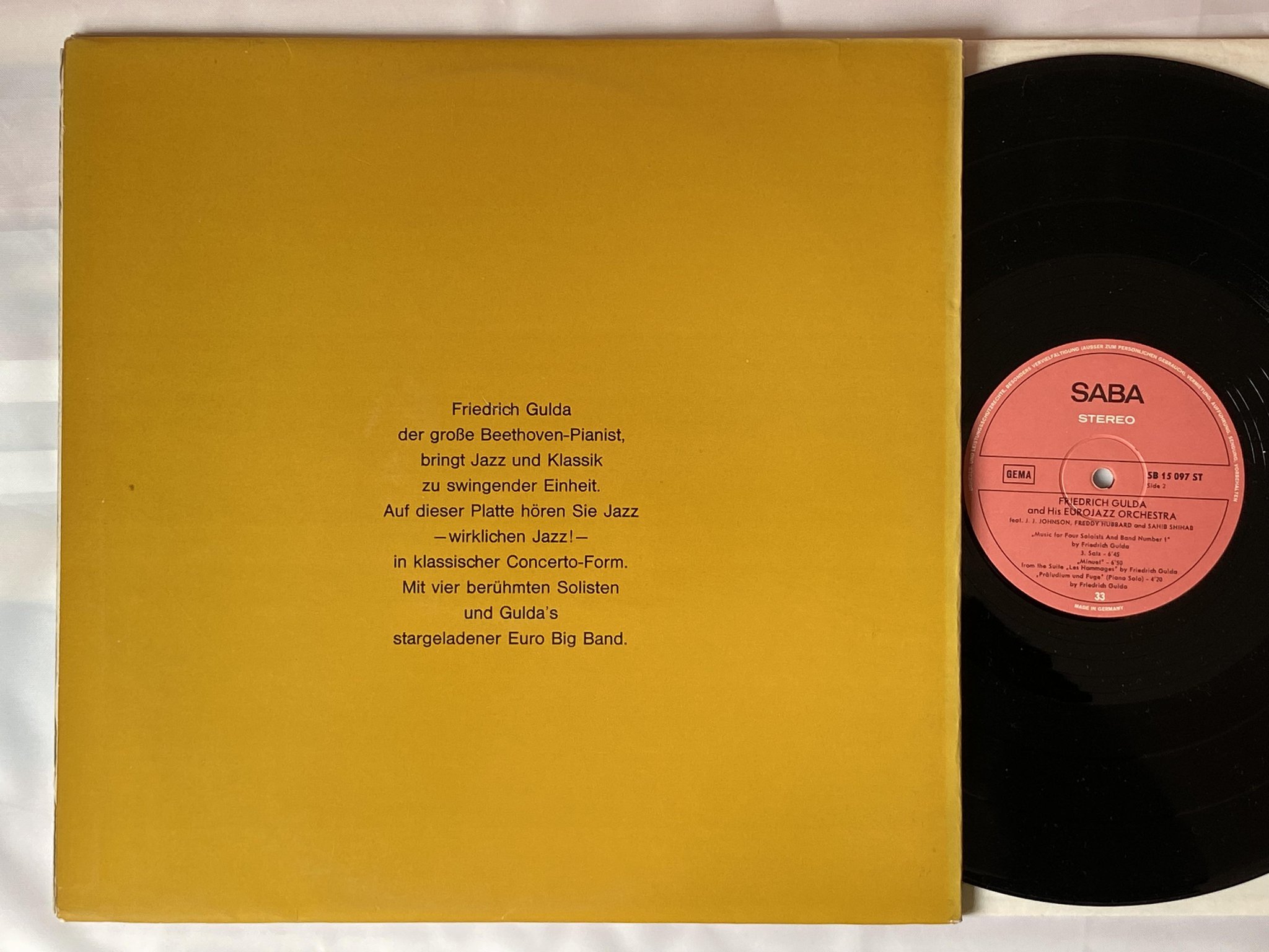 Omslagsbild för skivan FREDRICH GULDA Sahib Shihab Music For 4 Soloists And Band No.1 LP Ger SABA