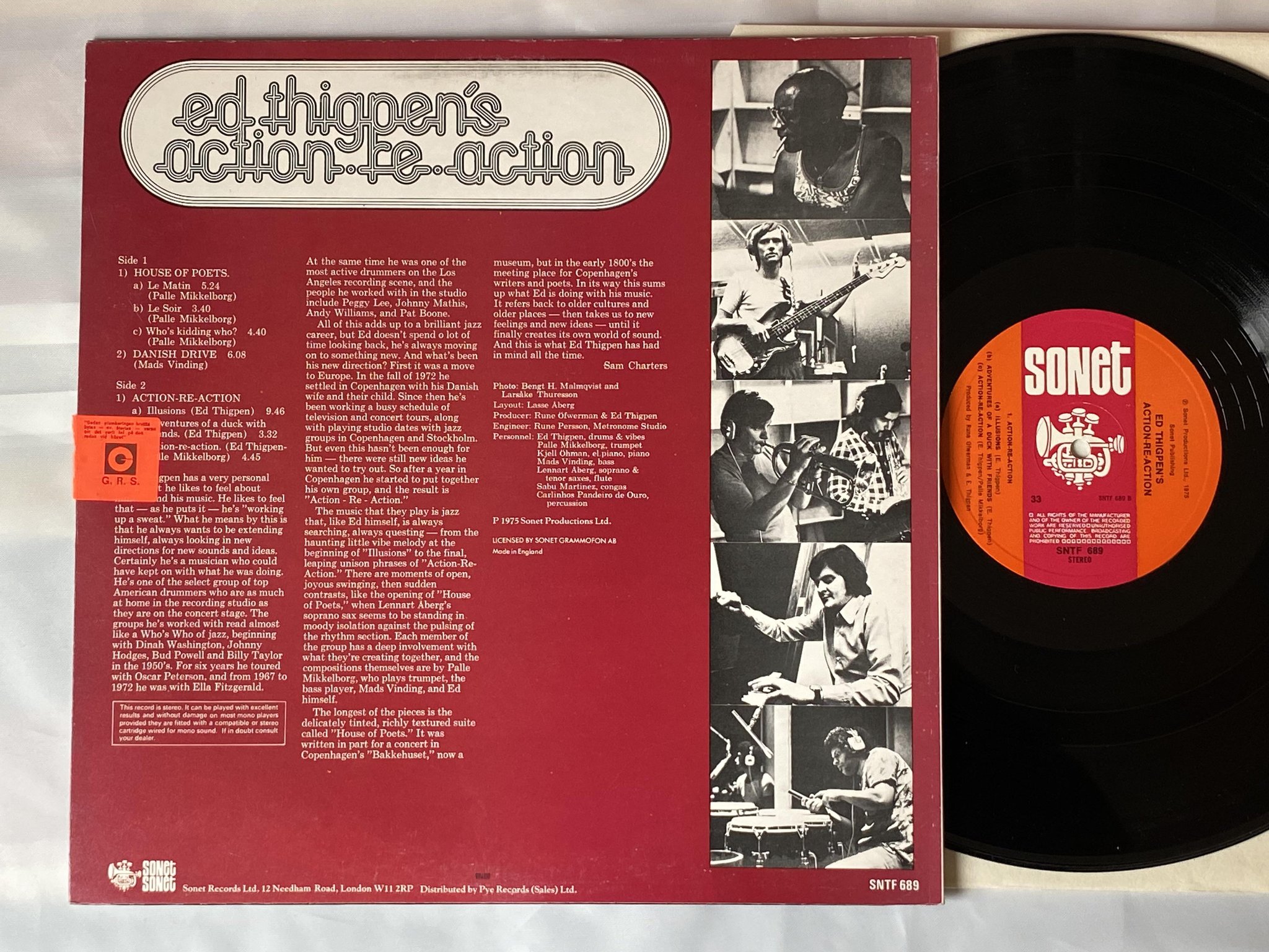 Omslagsbild för skivan ED THIGPEN'S action-re-action LP -75 Swe SONET SNTF 689