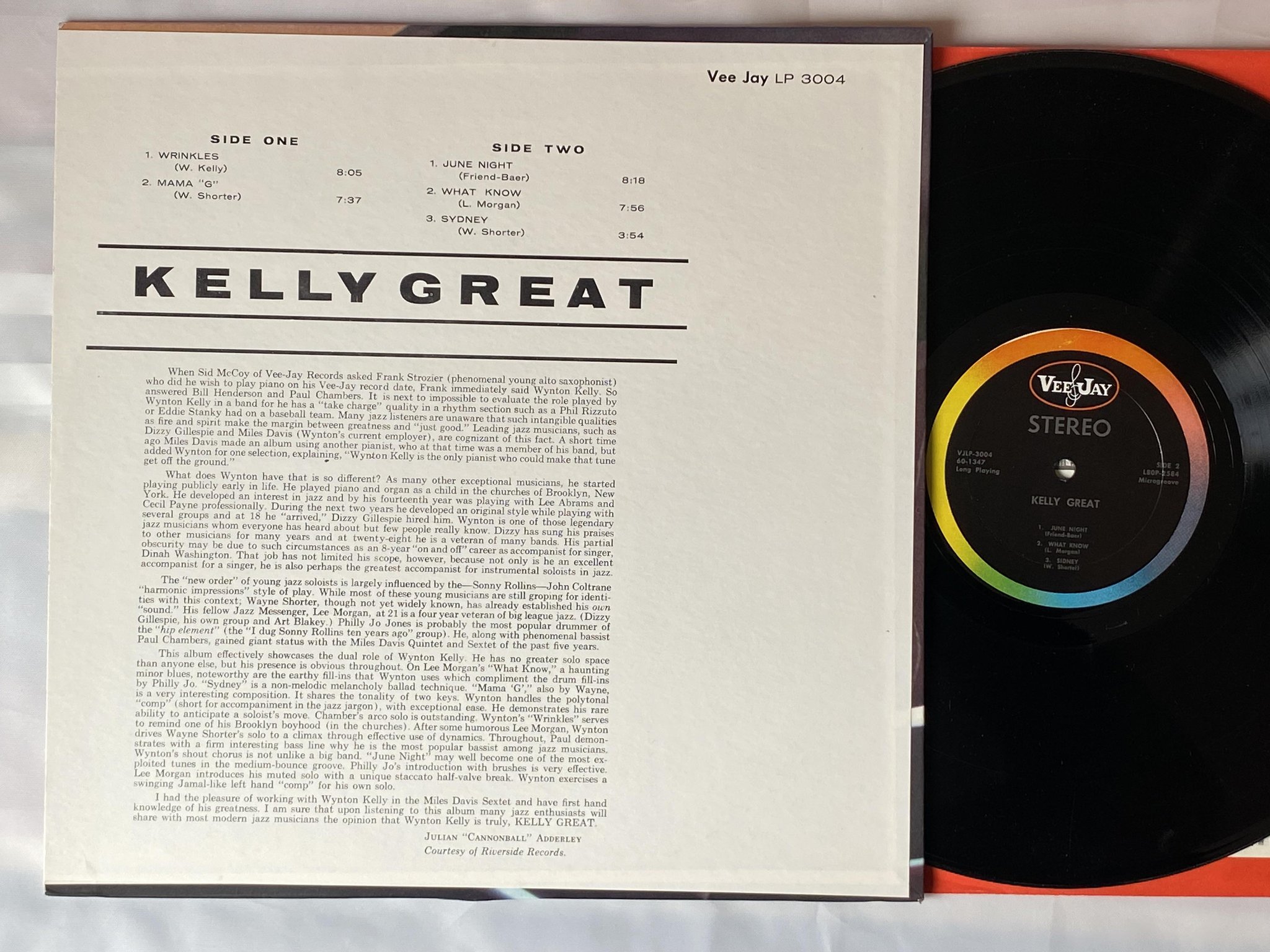Omslagsbild för skivan WYNTON KELLY Kelly great LP -64 US VEE JAY VJLP-3004
