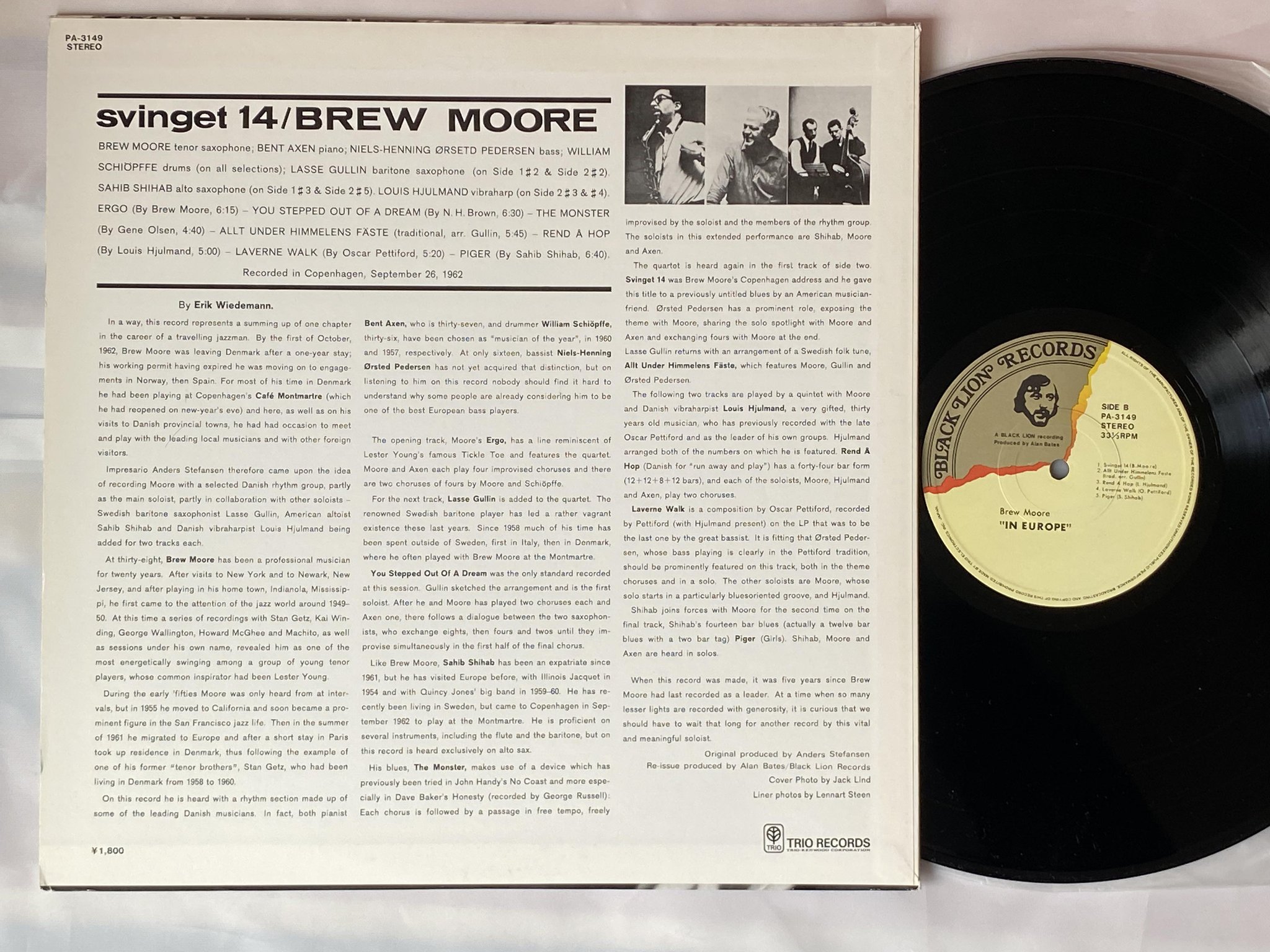 Omslagsbild för skivan BREW MOORE in Europe LP -79 Japan BLACK LION PA-3149