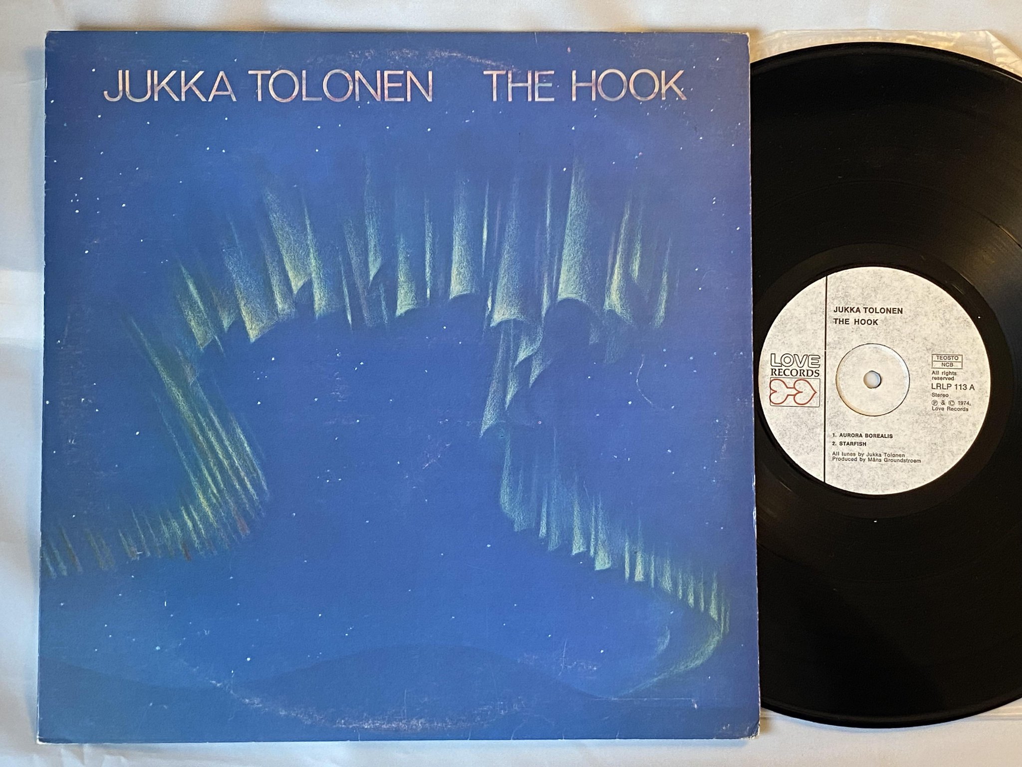 Omslagsbild för skivan JUKKA TOLONEN the hook LP -74 Finland LOVE LRLP 113 *** FUSION PROG ***