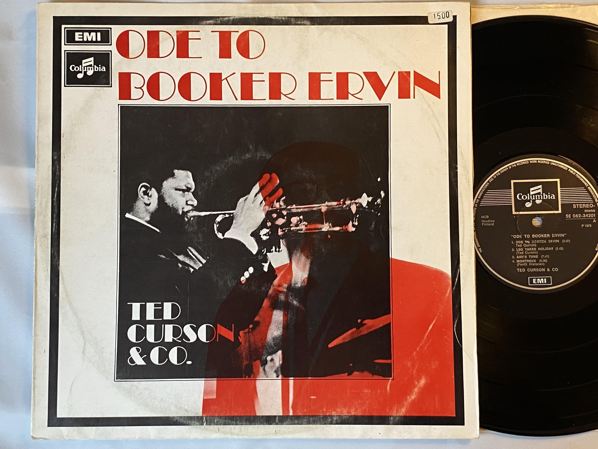 Omslagsbild för skivan TED CURSON & CO ode to Booker Ervin LP -70 Finland COLUMBIA *** SUPER RARE ***
