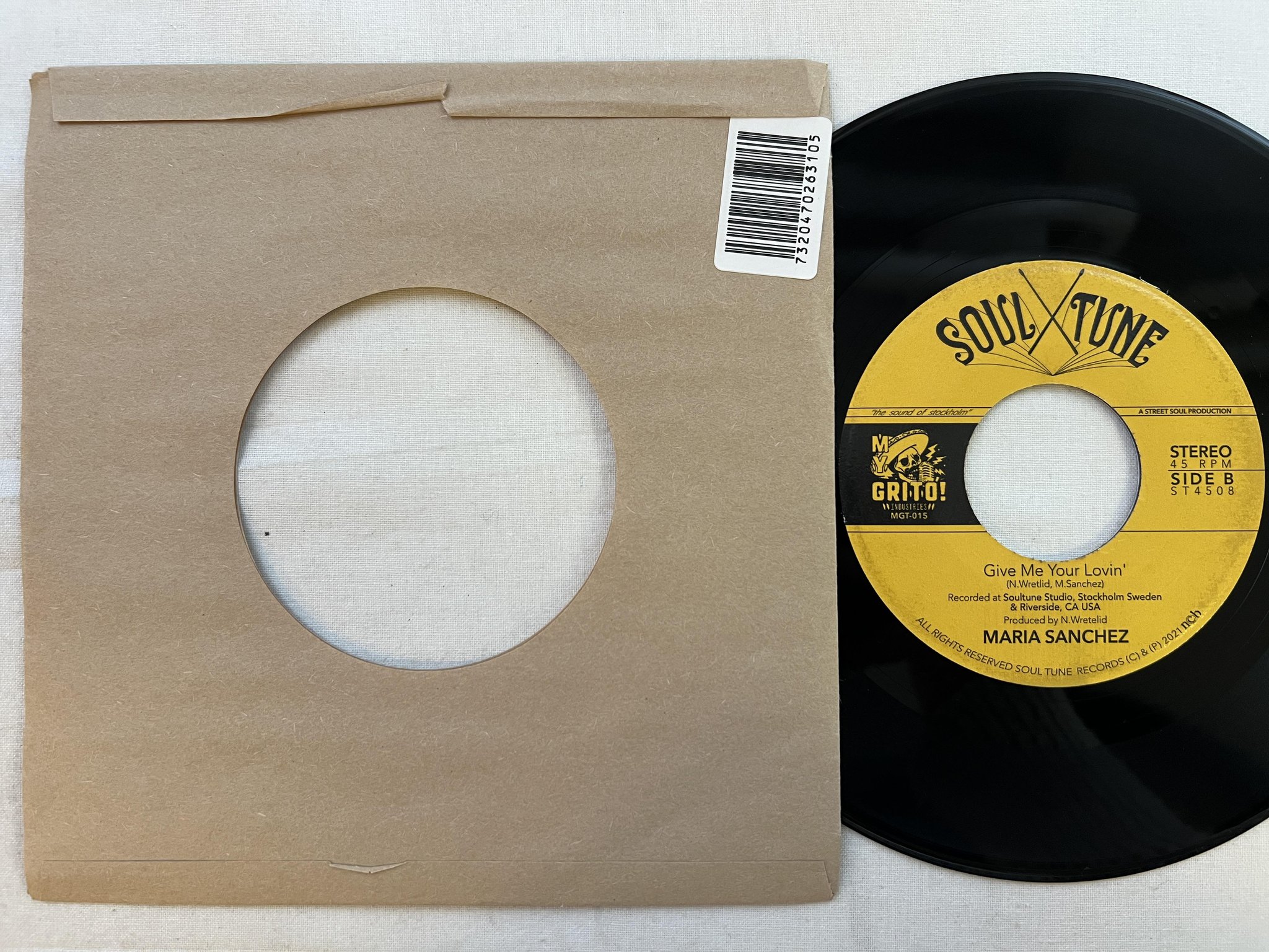 Omslagsbild för skivan MARIA SANCHEZ hey love 7" Ger 2022 Swe SOUL TUNE ST4508