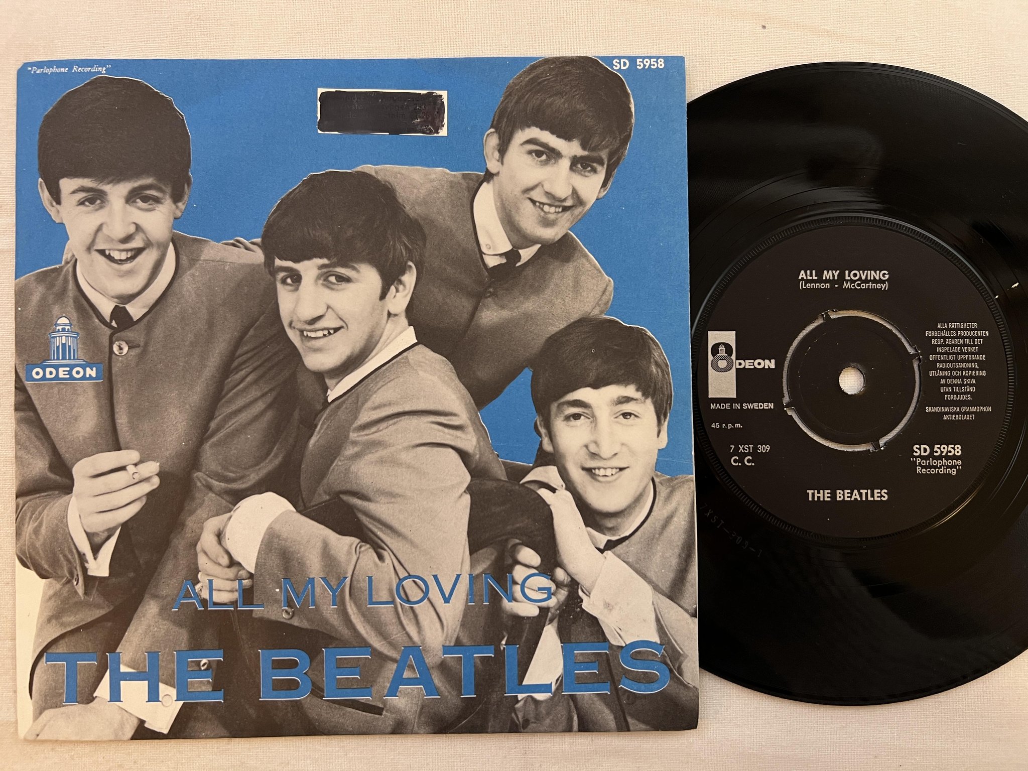 Omslagsbild för skivan THE BEATLES All My Loving 7" -64 UK ODEON SD 5958