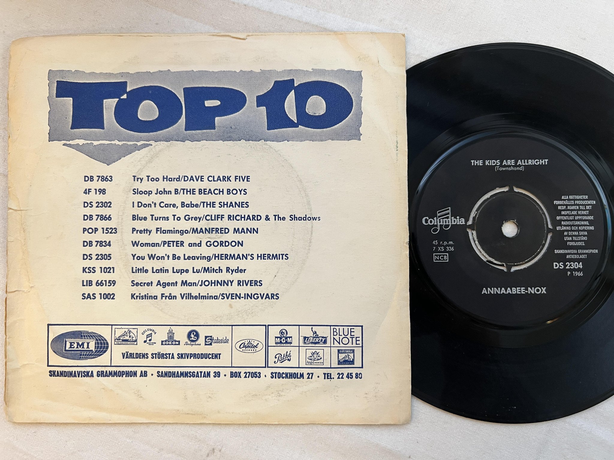 Omslagsbild för skivan 2 st ANNABEE-NOX jump right down & I'm not talking 2x7" Swe *** MOD ***