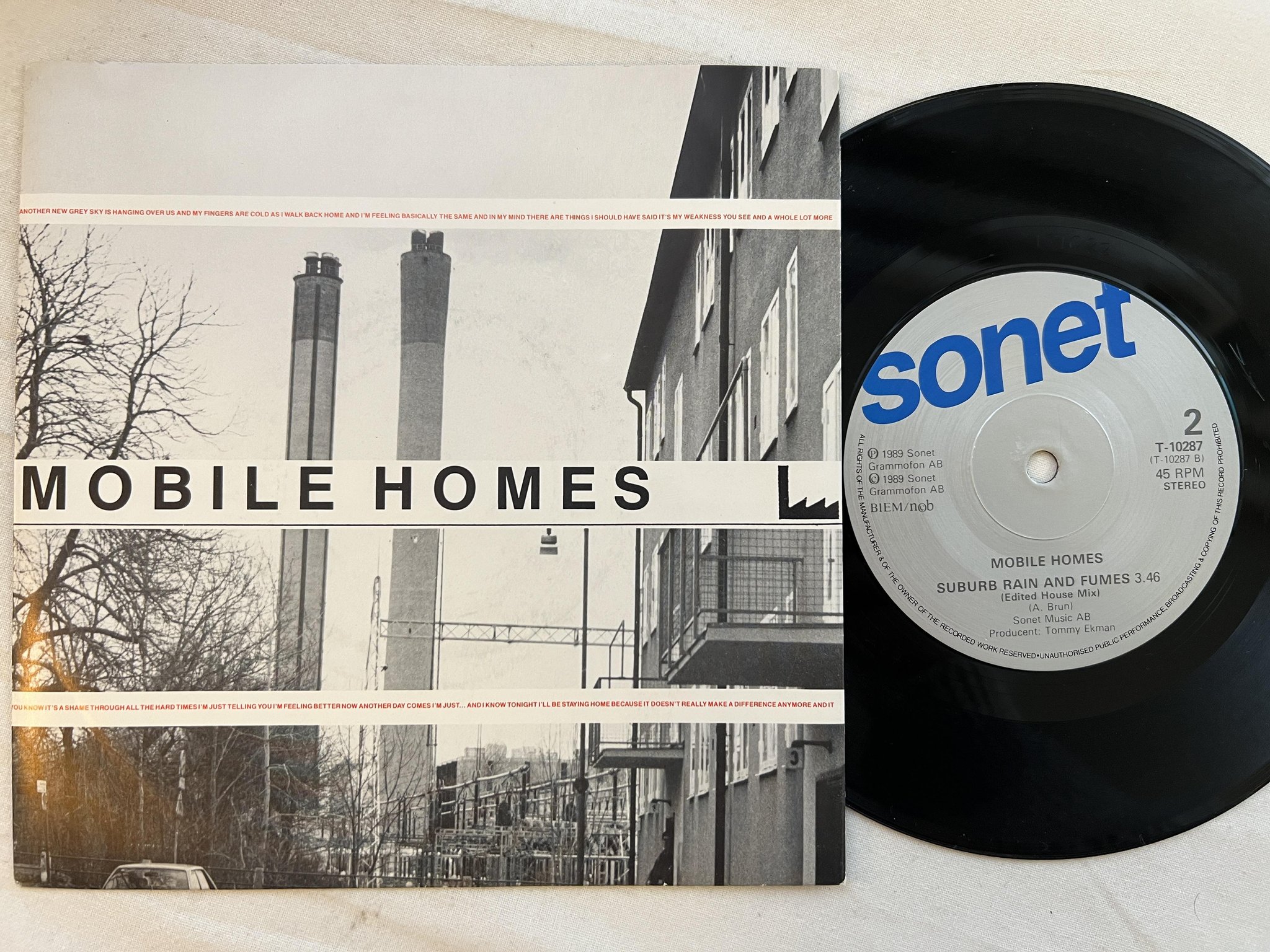 Omslagsbild för skivan MOBILE HOMES feeling better 7" -89 Swe SONET T-10287
