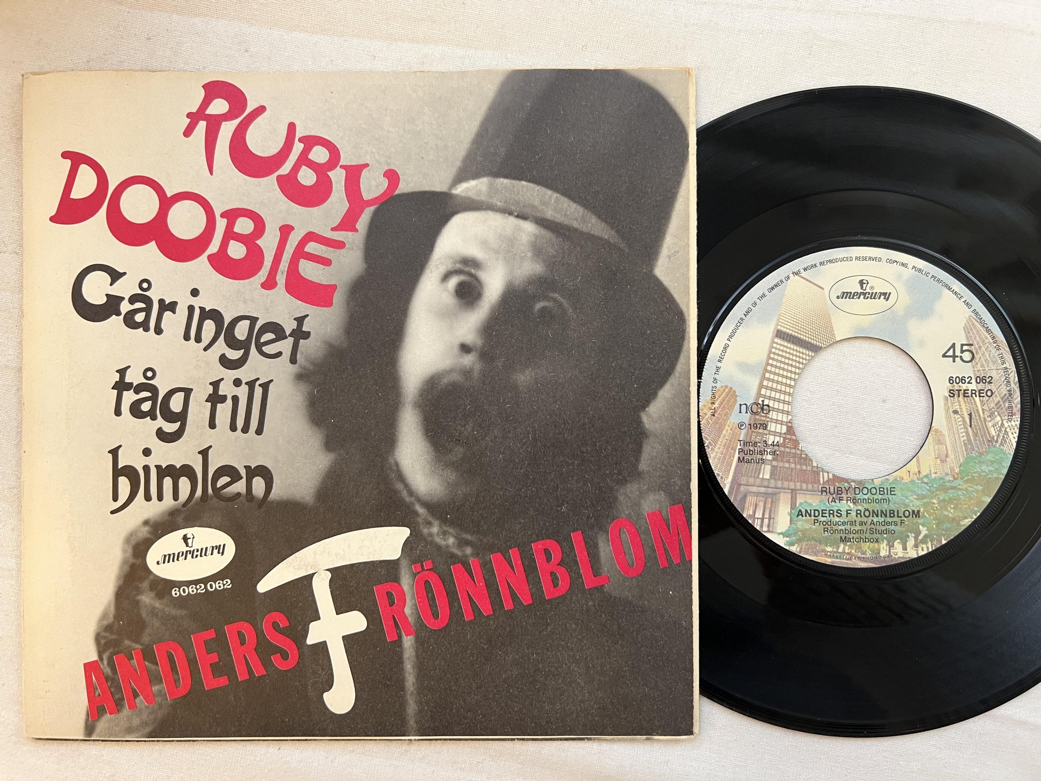 Omslagsbild för skivan ANDERS F RÖNNBLOM Ruby Doobie 7" -79 Swe MERCURY 6062 062