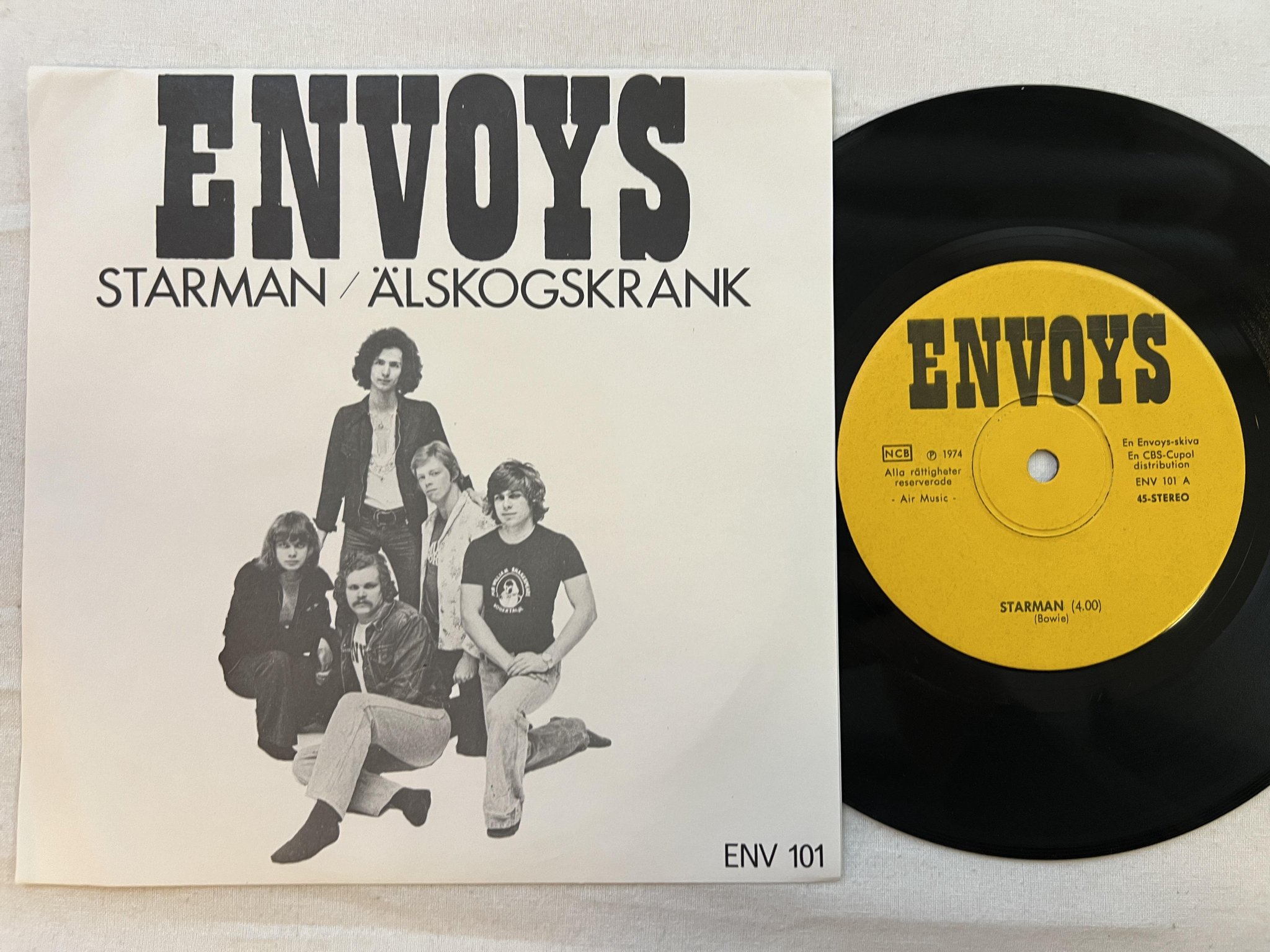 Omslagsbild för skivan ENVOYS Starman 7" -74 Swe private press ENV 101