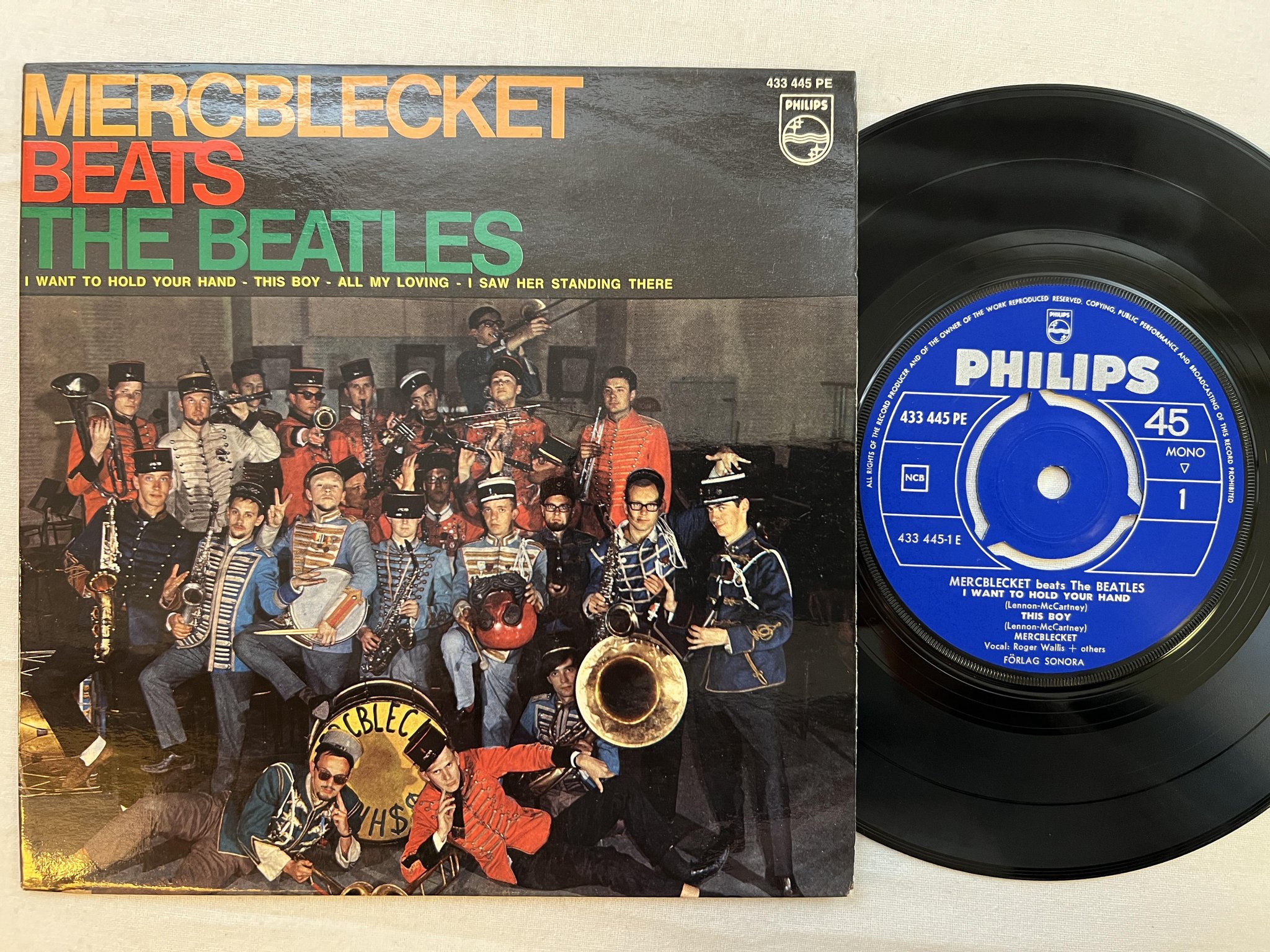 Omslagsbild för skivan MERCBLECKET Beats The Beatles 7"ep -64 Swe PHILIPS 433 445 PE *** RARE ***