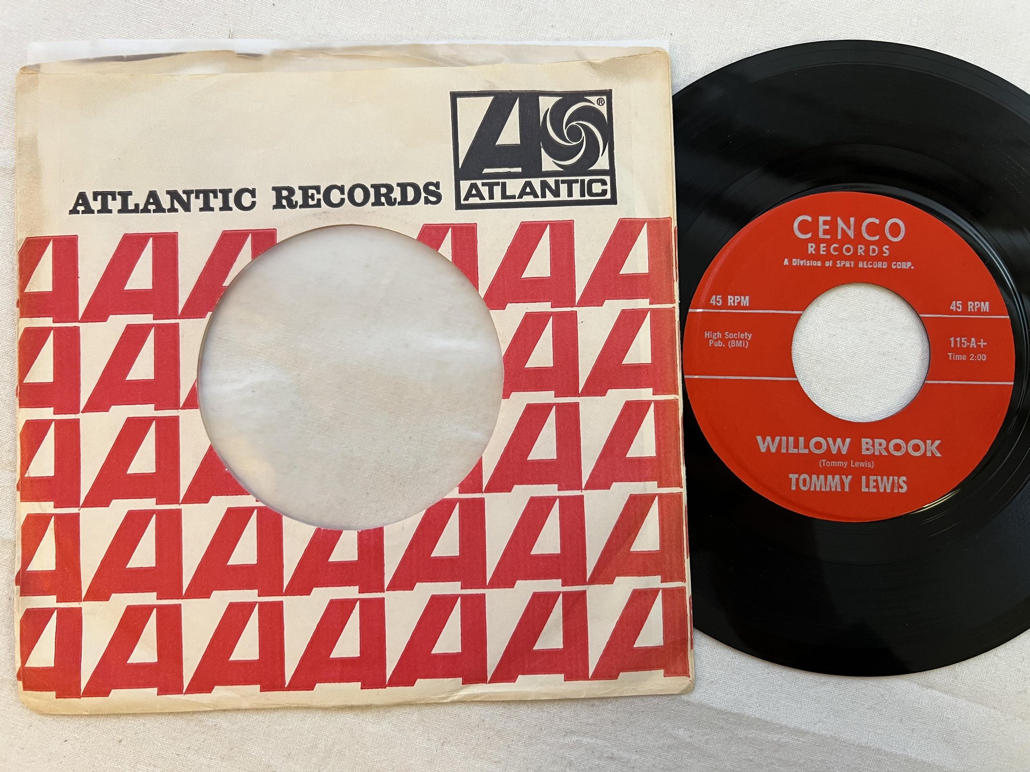 Omslagsbild för skivan TOMMY LEWIS Angel / Willow Brook 7" -69 US cenco 115 *** RARE SOUL 45 ***