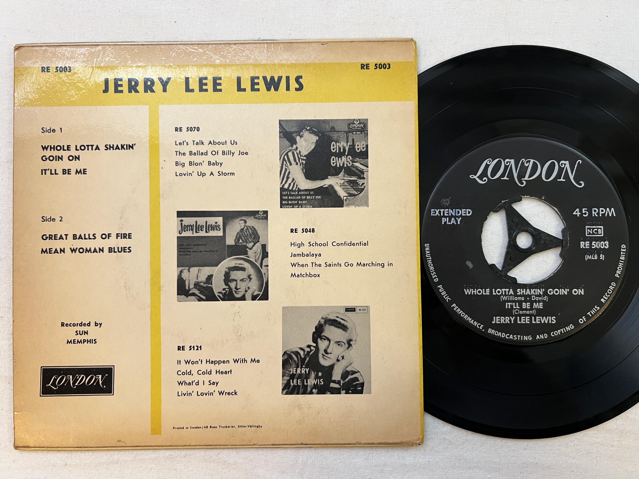 Omslagsbild för skivan JERRY LEE LEWIS whole lotta shakin' goin' on 7"ep Swe LONDON RE 5003
