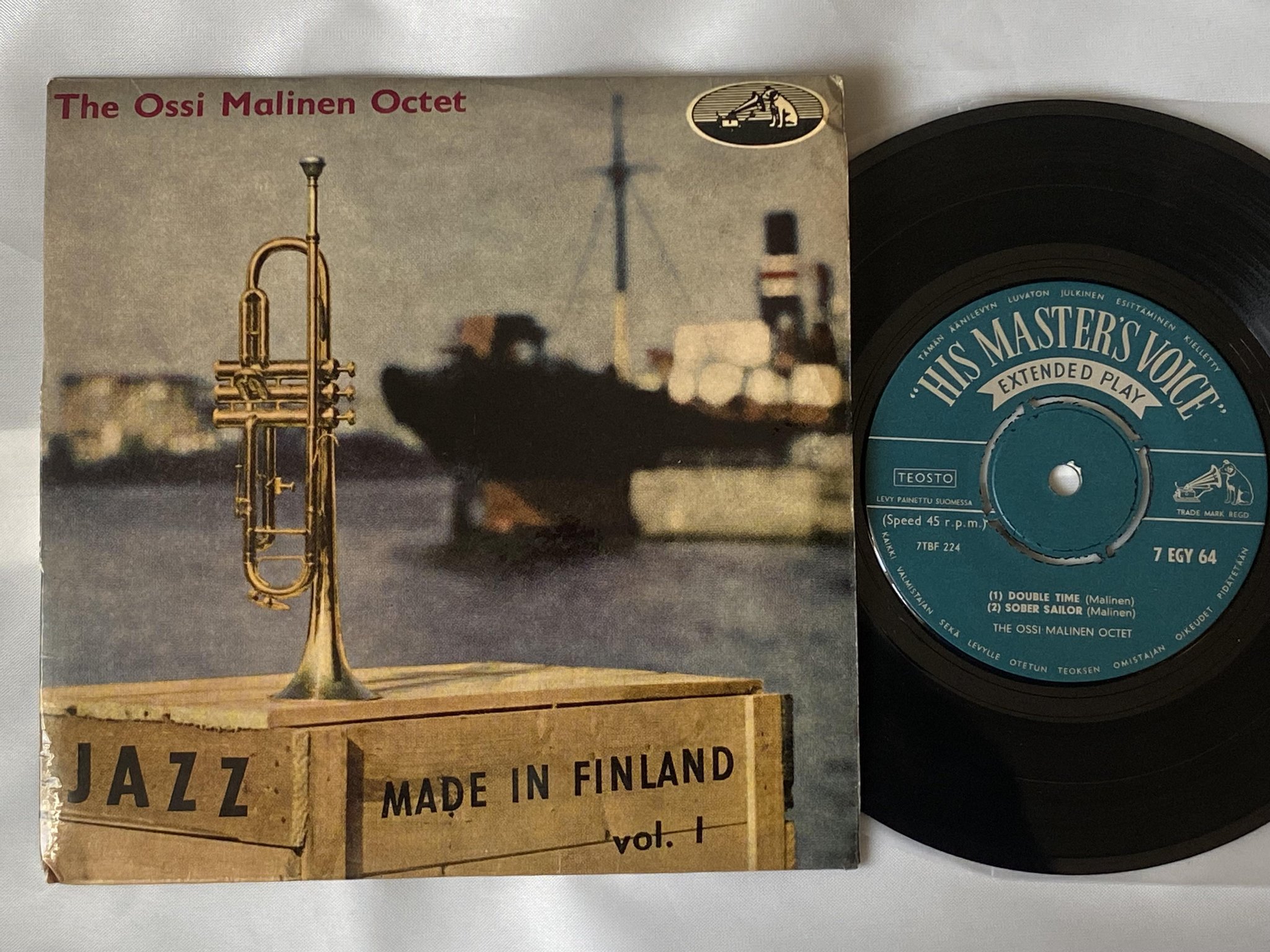 Omslagsbild för skivan THE OSSI MALINEN OCTET Jazz Made In Finland Vol 1 7"EP -59 Finland HMV 7 EGY 64