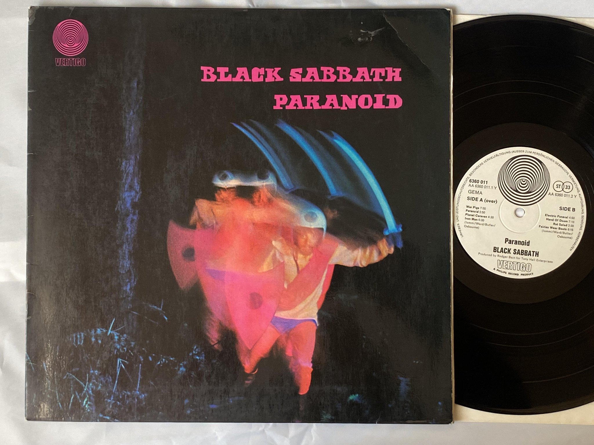Omslagsbild för skivan BLACK SABBATH paranoid LP -70 Ger VERTIGO swirl 6360 011