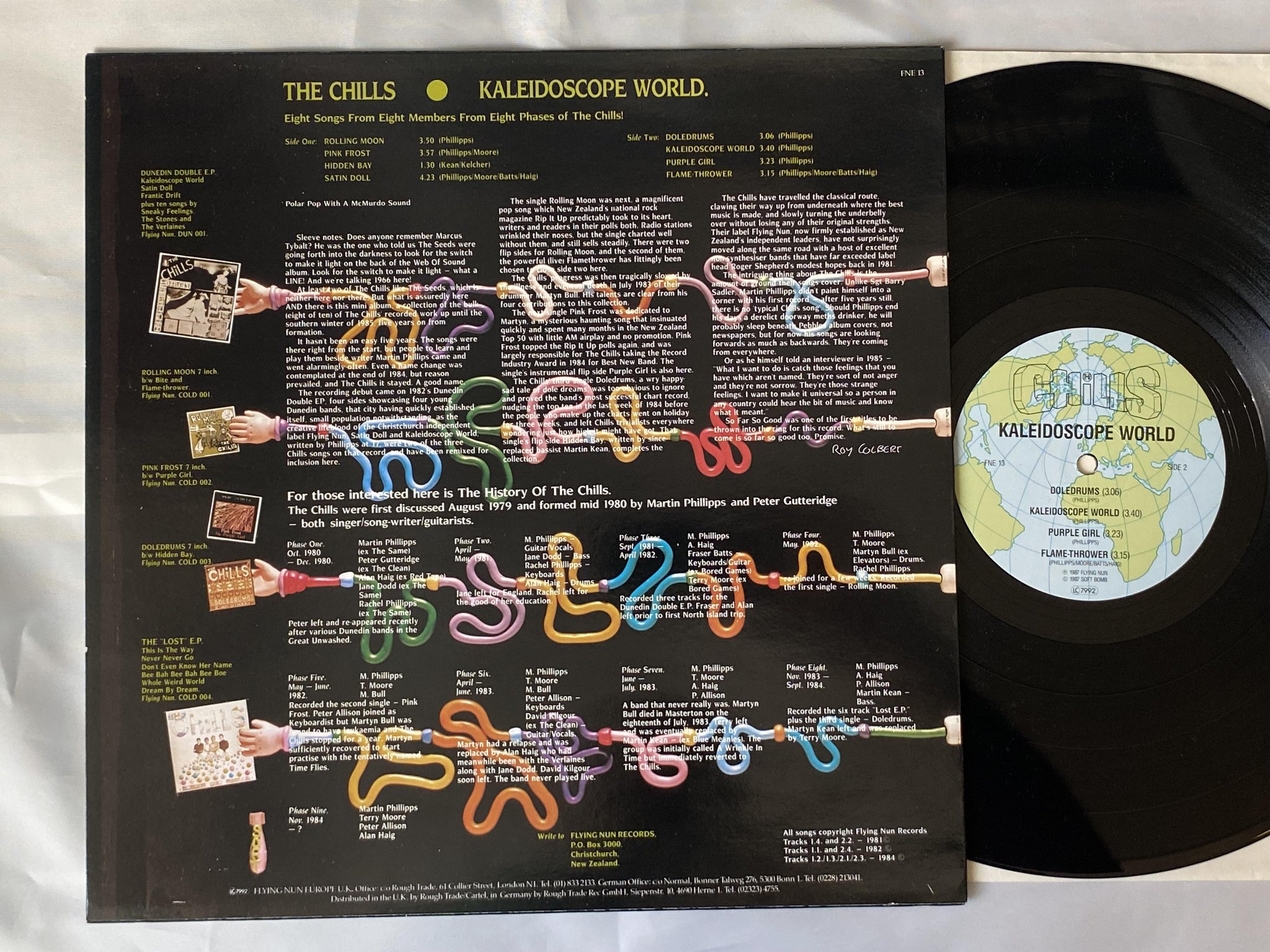 Omslagsbild för skivan THE CHILLS Kaleidoscope World LP -87 FLYING NUN FNE 13