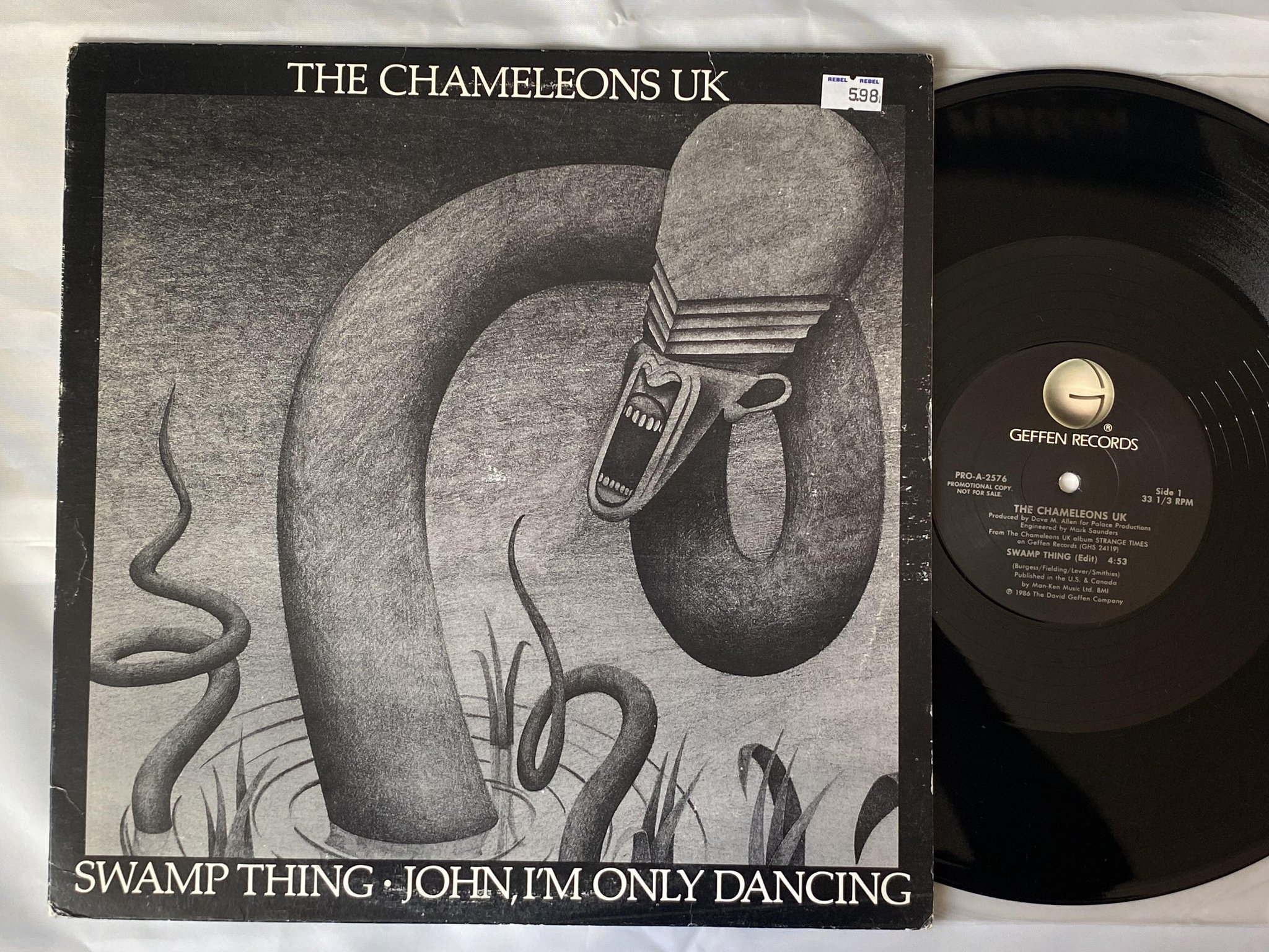 Omslagsbild för skivan THE CHAMELEON UK swamp thing 12"single -86 US GEFFEN PRO 2576 *** promo ***