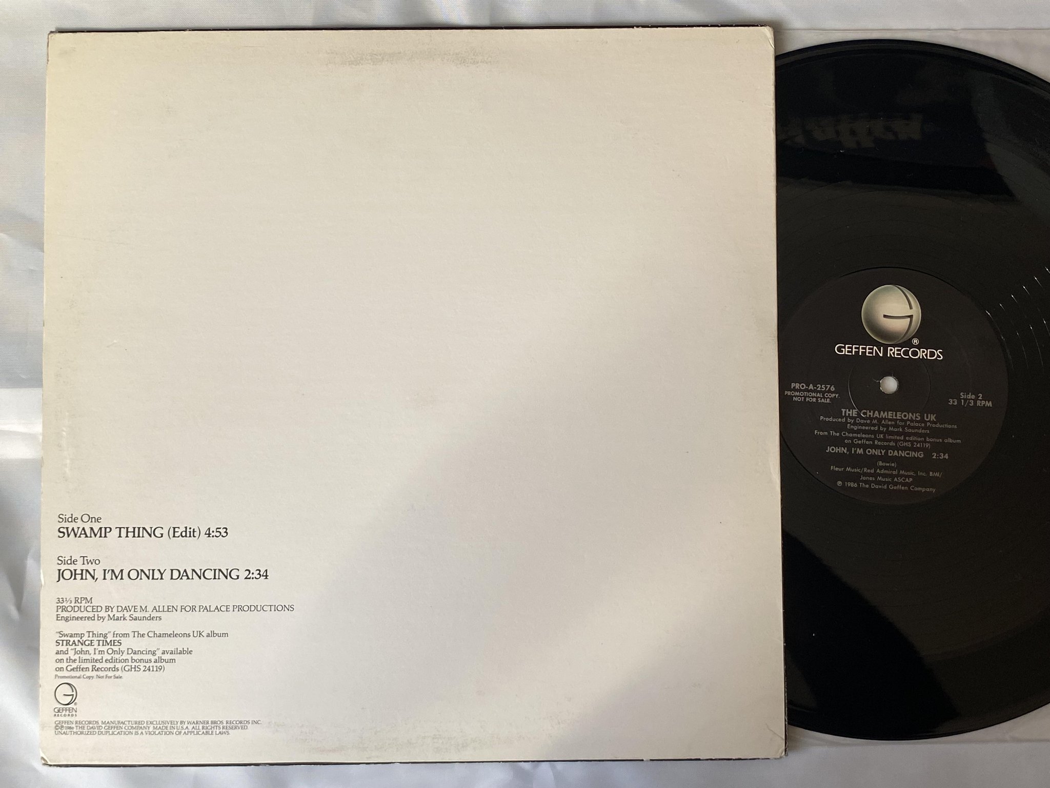 Omslagsbild för skivan THE CHAMELEON UK swamp thing 12"single -86 US GEFFEN PRO 2576 *** promo ***