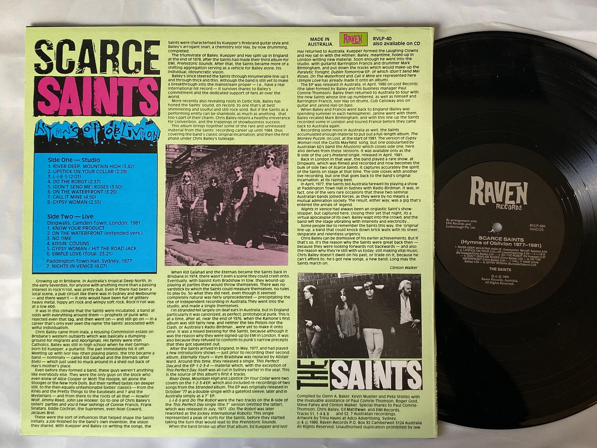 Omslagsbild för skivan THE SAINTS scarce saints LP -89 Australia RAVEN RVLP-40