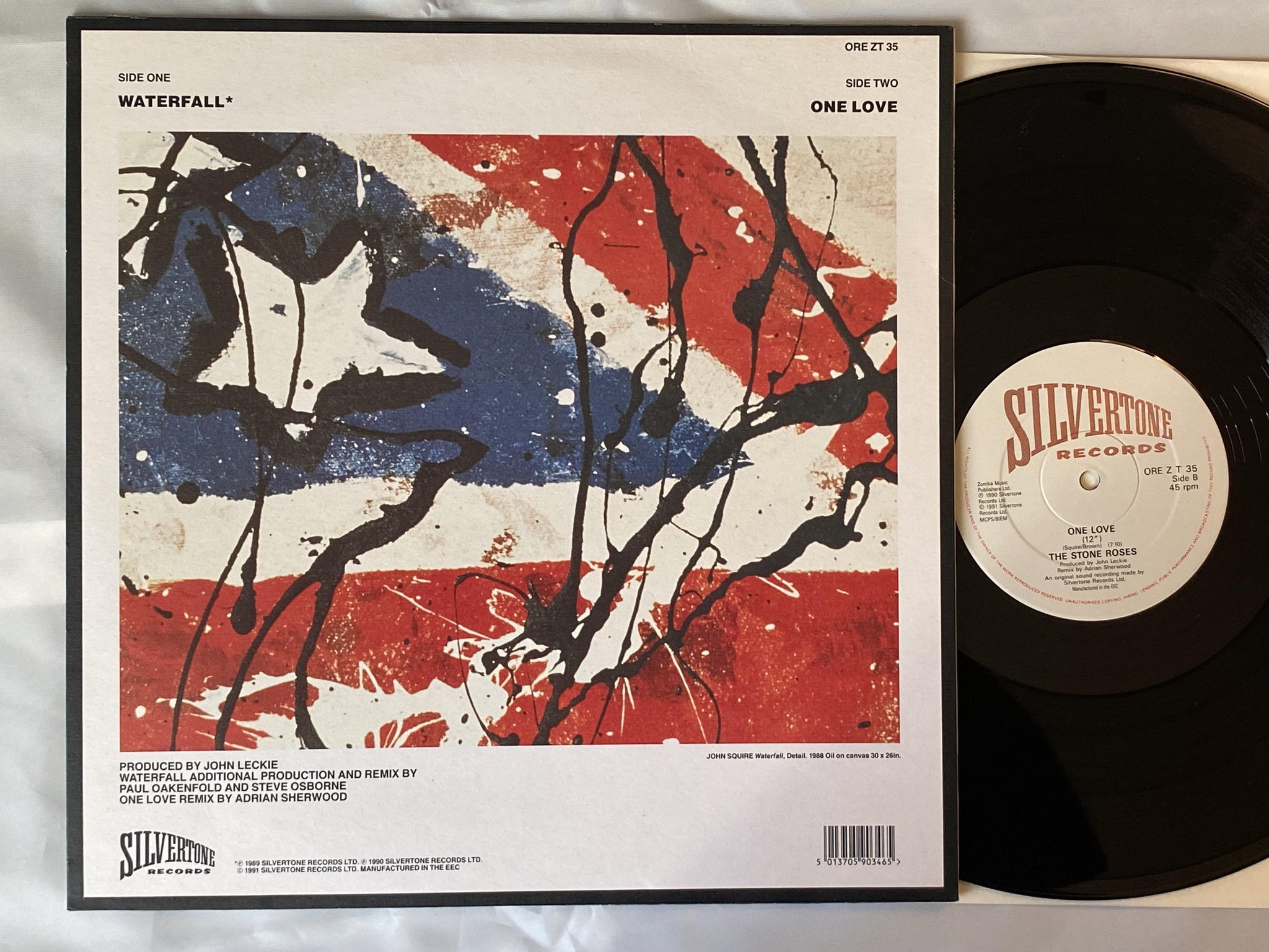 Omslagsbild för skivan THE STONES ROSES Waterfall 12"single -92 UK SILVERTONE ORE ZT 35 ** RARE **