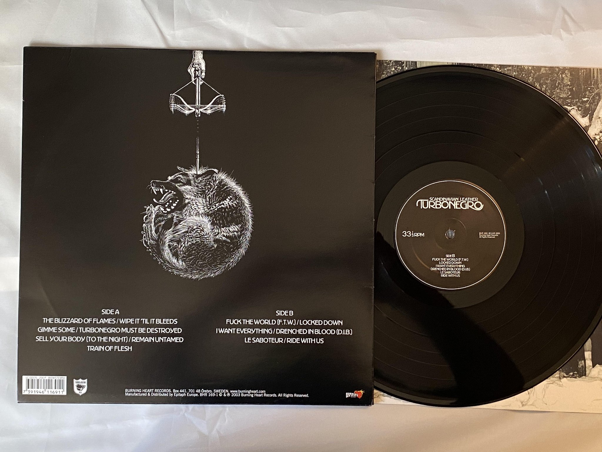 Omslagsbild för skivan TURBONEGRO Scandinavian Leather LP 2003 burning heart BHR 169-1