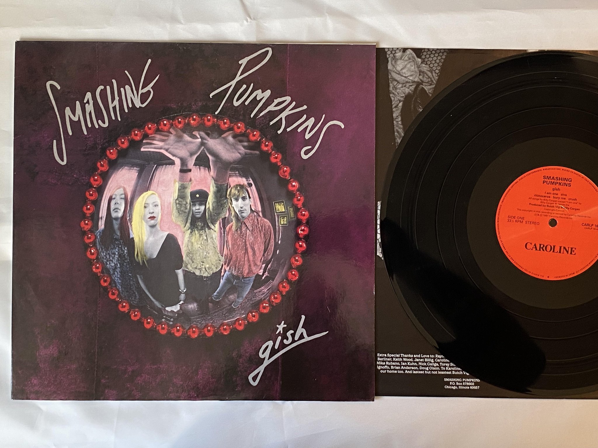 Omslagsbild för skivan SMASHING PUMPKINS gish LP -91 Ger CAROLINE CARLP 16 *** R a r e ***