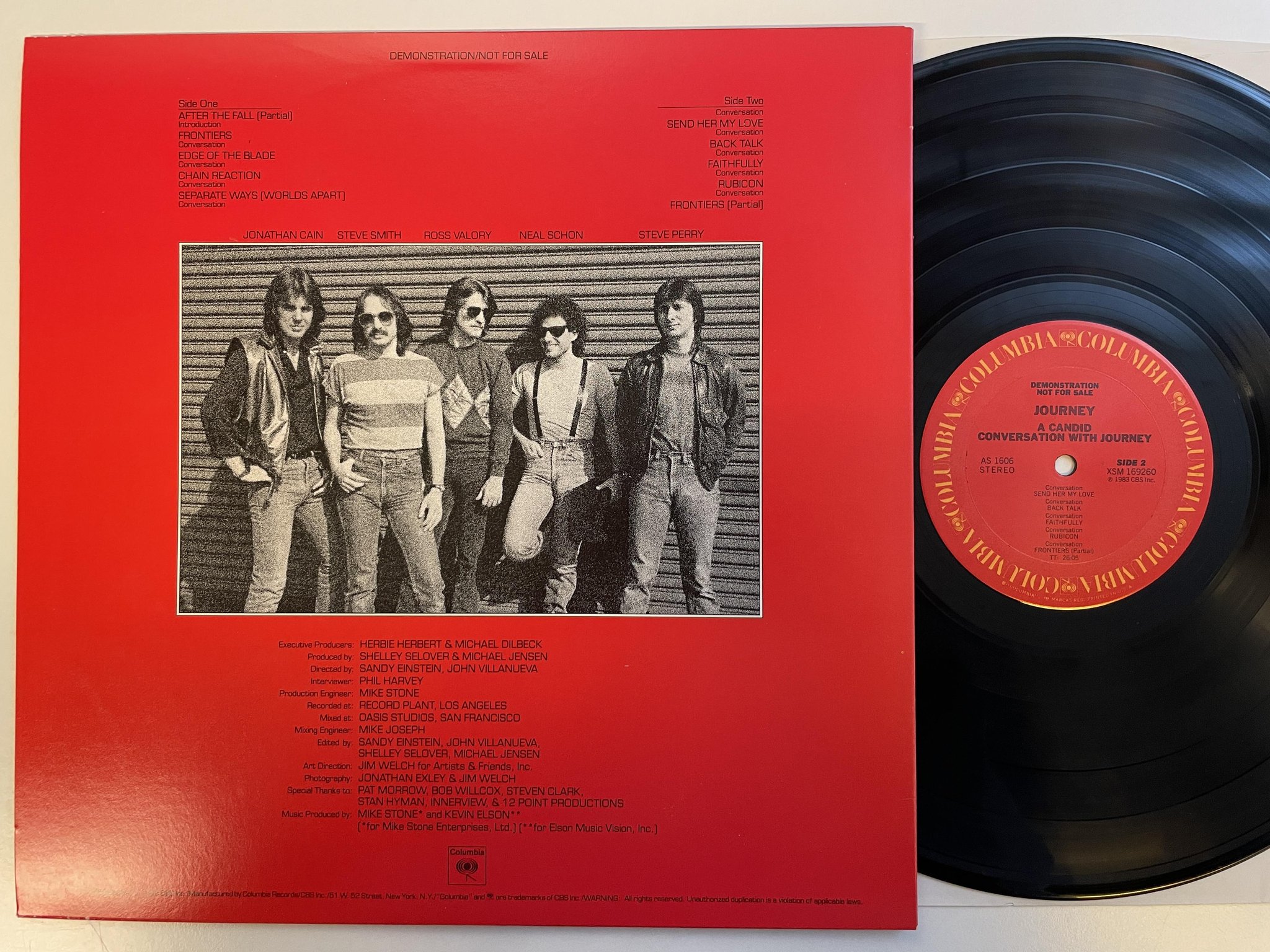 Omslagsbild för skivan JOURNEY A Candid Conversation LP -83 US COLUMBIA AS 1606 *** PROMO ***